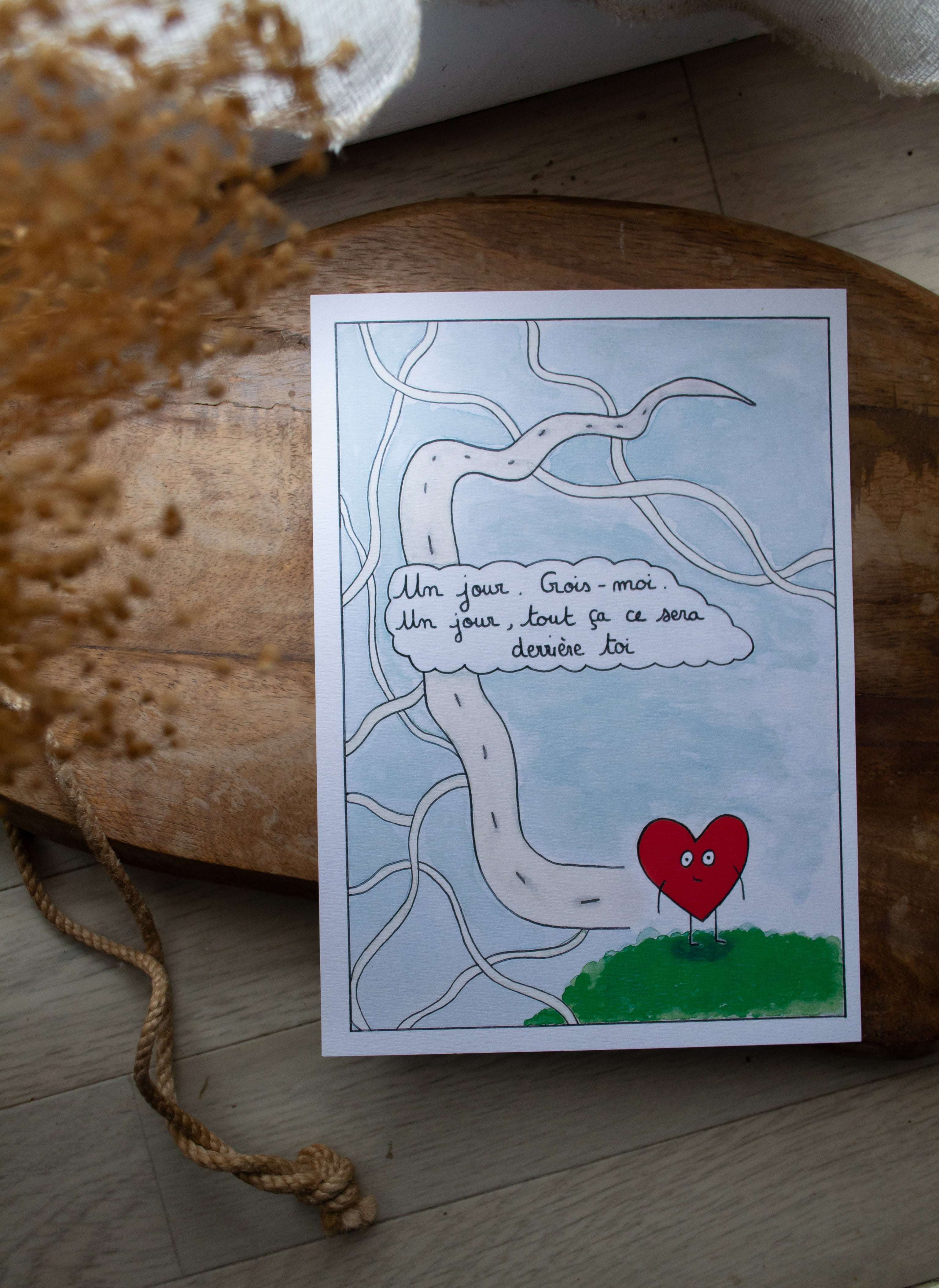 Illustration "Un jour" - sous le sable design - grisbleu