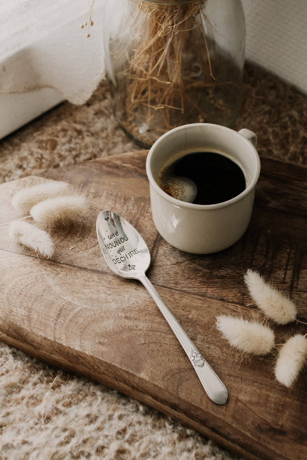 Cuillère "une NOUNOU qui DECHIRE" - sous le sable design - grisbleu