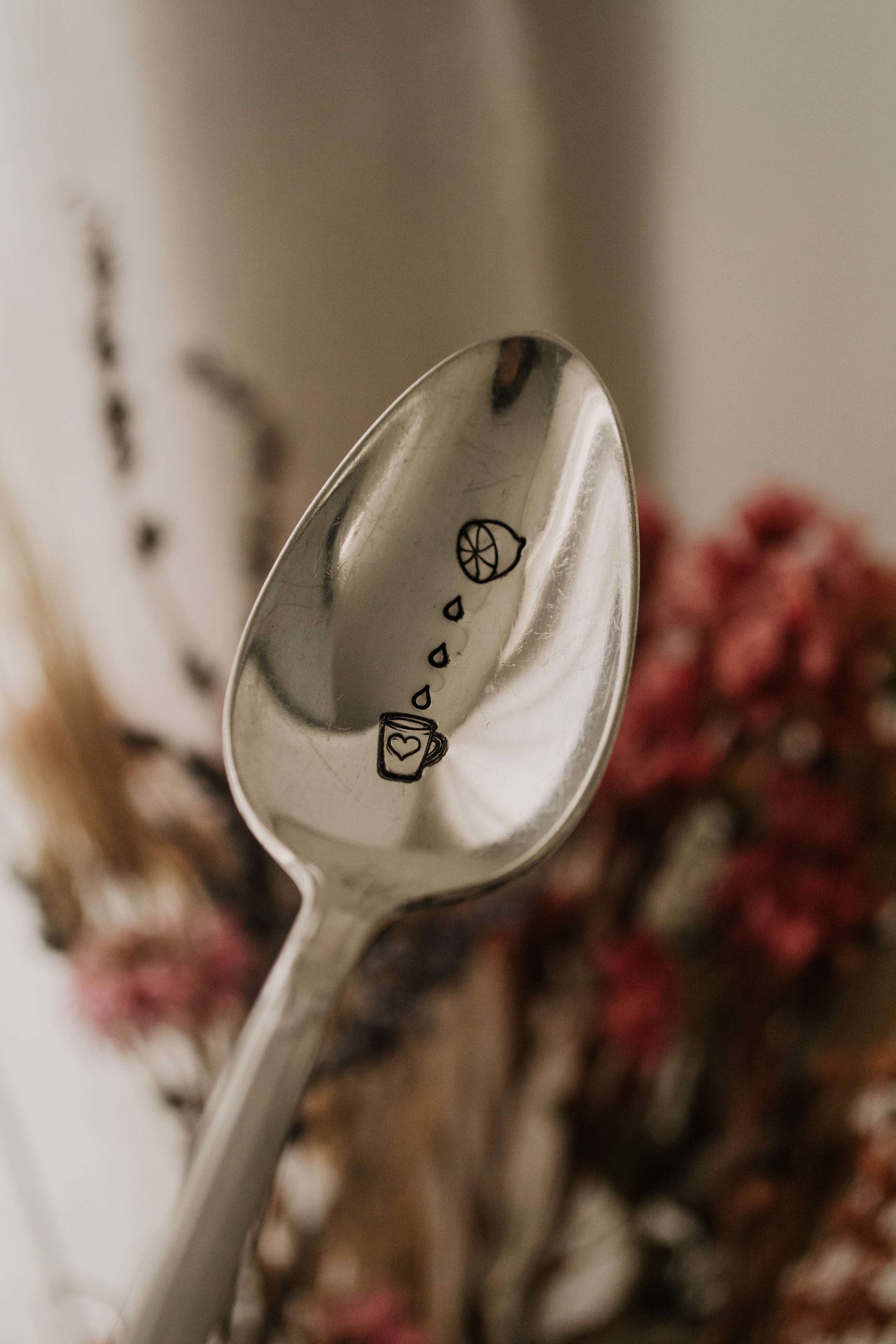 Cuillère "un zeste de citron" - sous le sable design - grisbleu