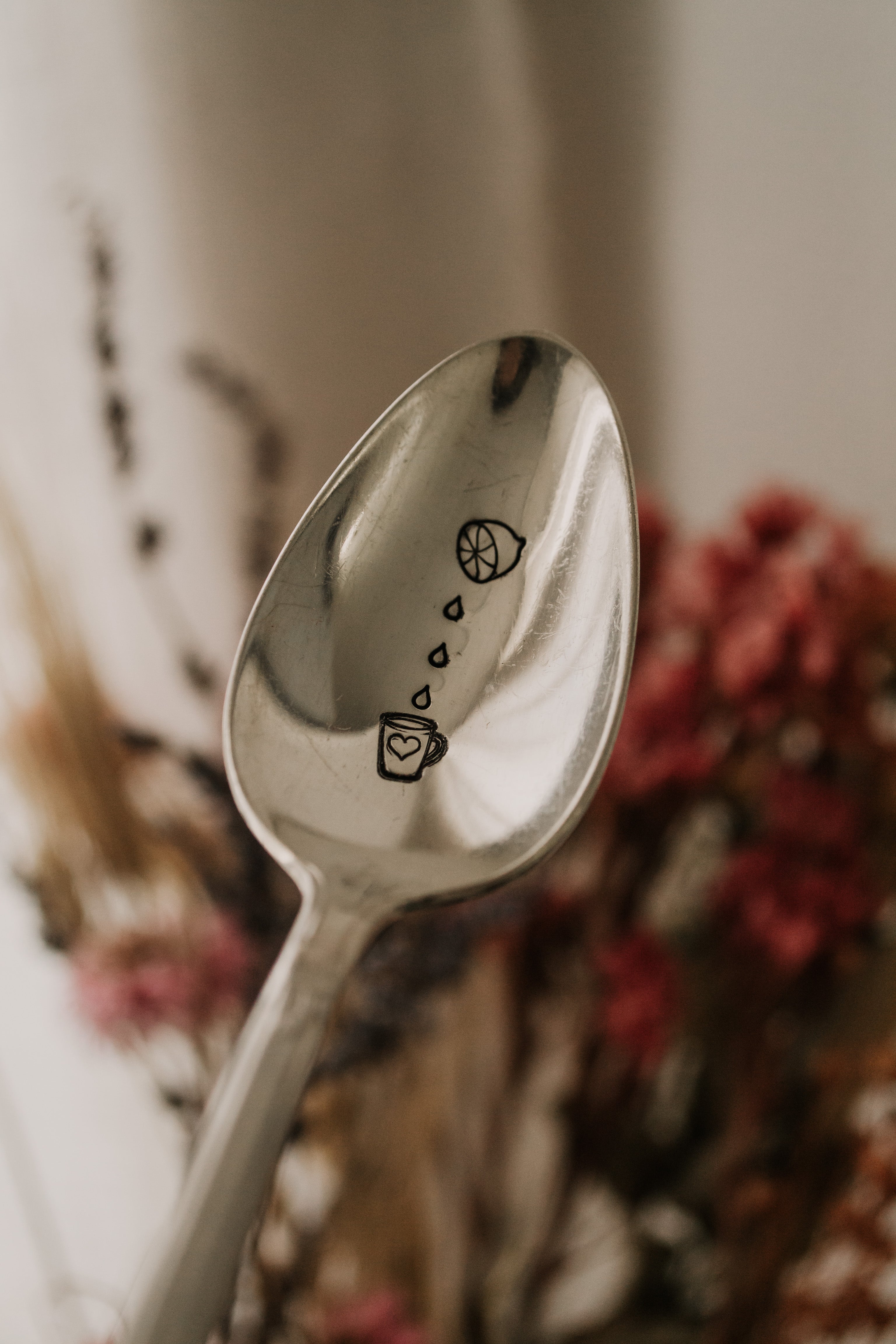 Cuillère "un zeste de citron" - sous le sable design - grisbleu