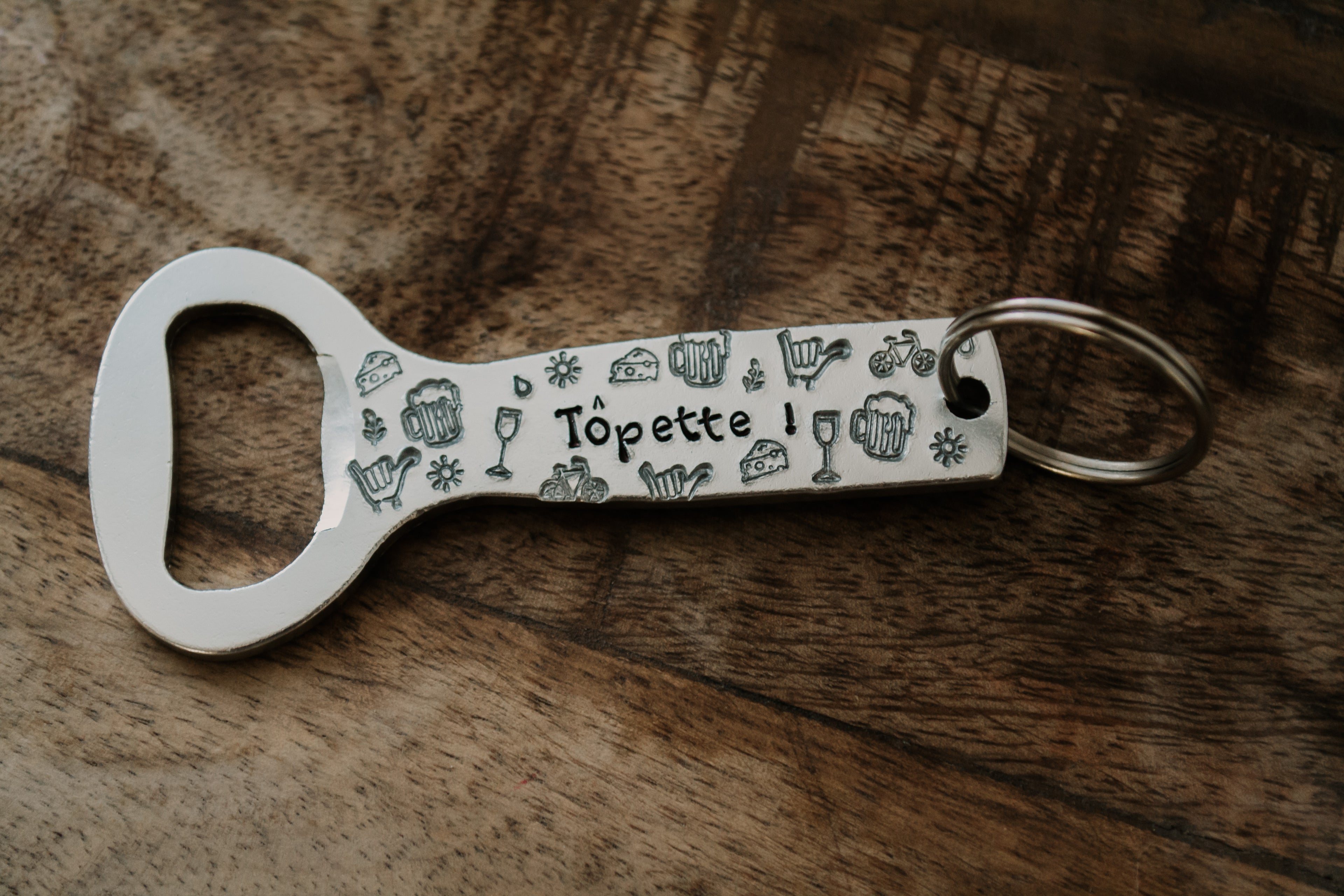 Décapsuleur "Tôpette !" - sous le sable design - grisbleu