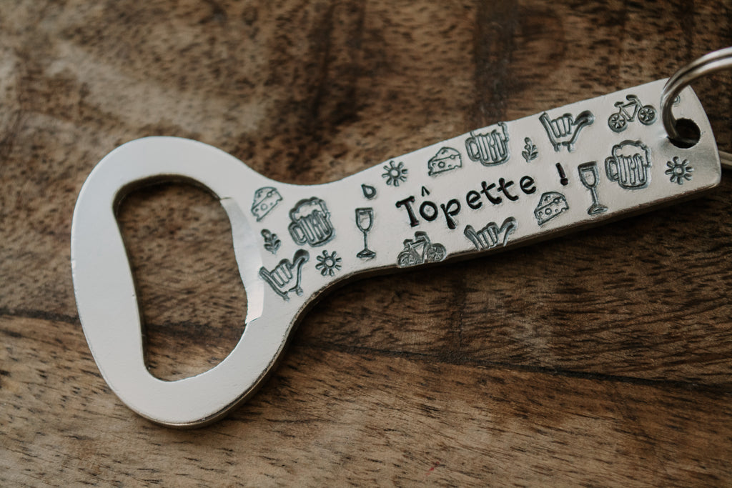 Décapsuleur "Tôpette !" - sous le sable design - grisbleu