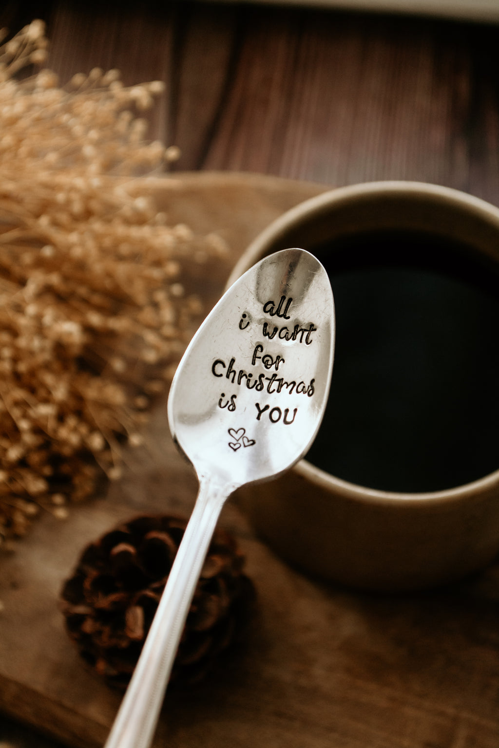 Cuillère "all i want for Christmas is YOU" - sous le sable design - grisbleu