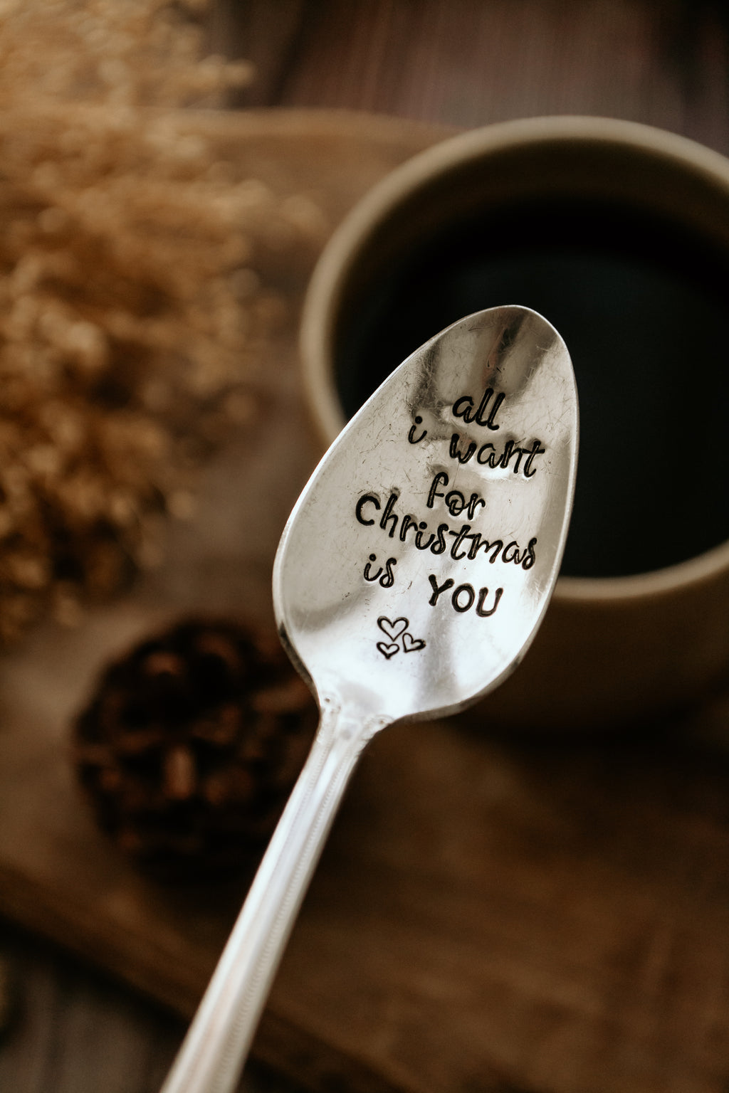 Cuillère "all i want for Christmas is YOU" - sous le sable design - grisbleu