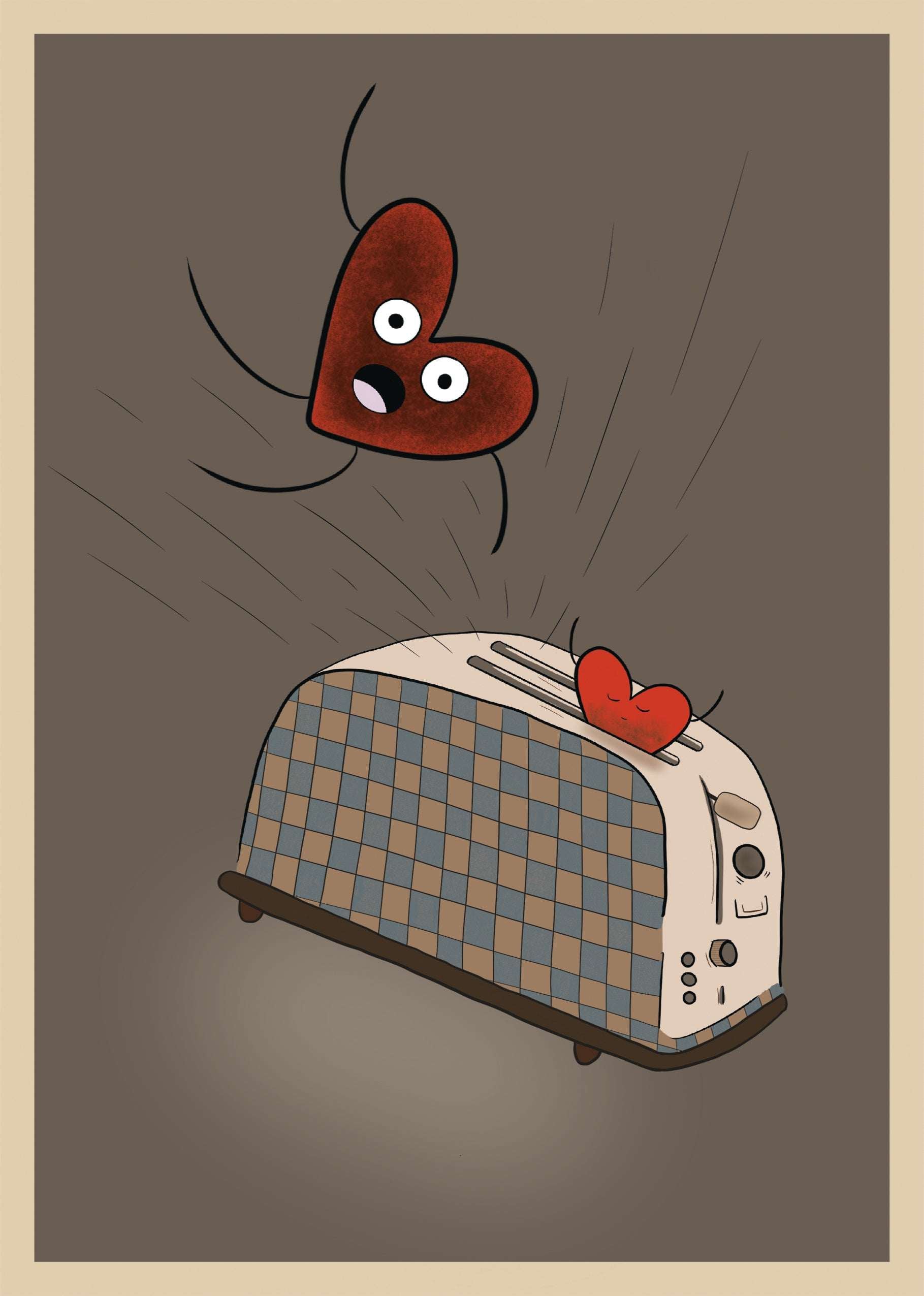 Illustration "Grille-cœur" - sous le sable design - grisbleu