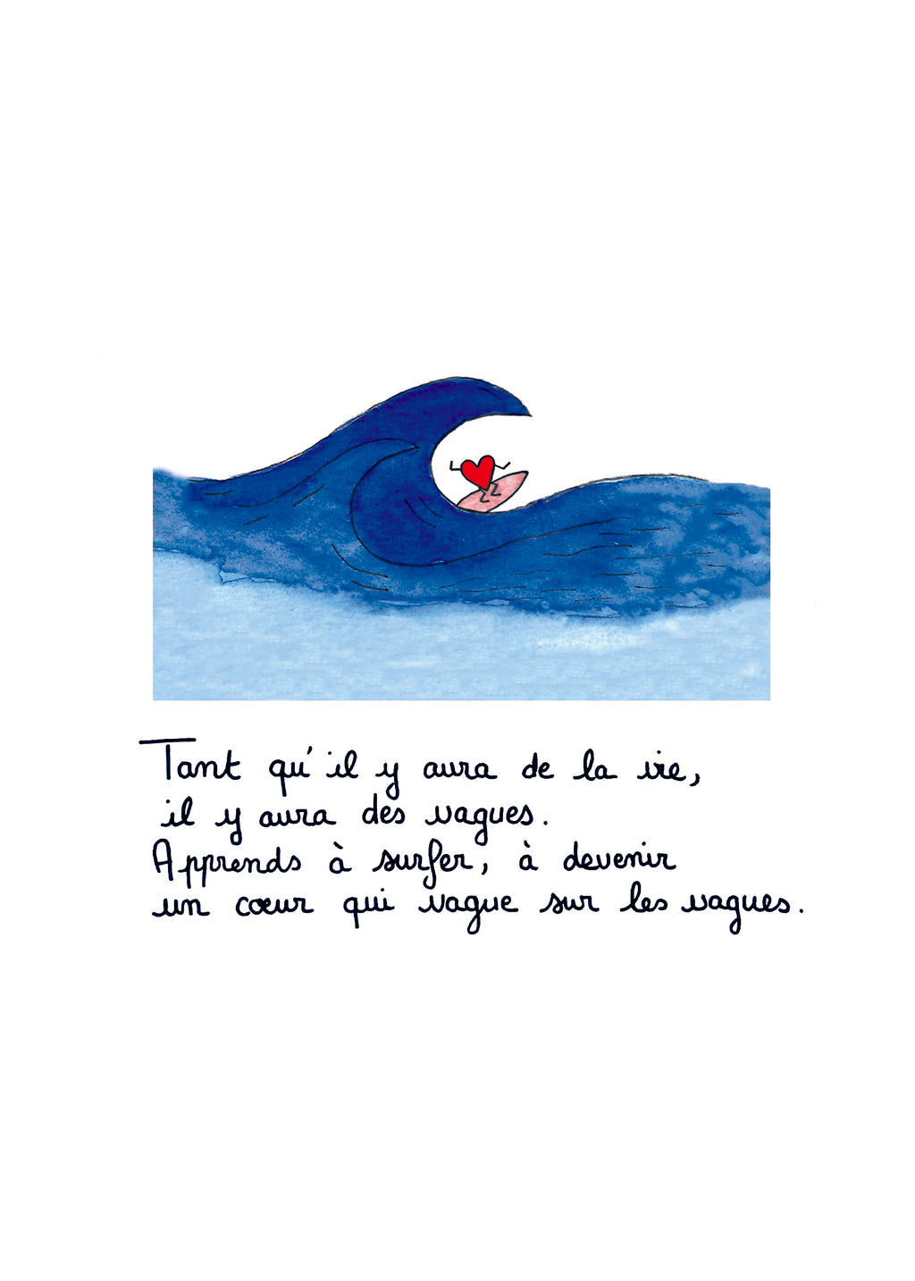 Illustration "Tant qu'il y aura des vagues" - sous le sable design - grisbleu