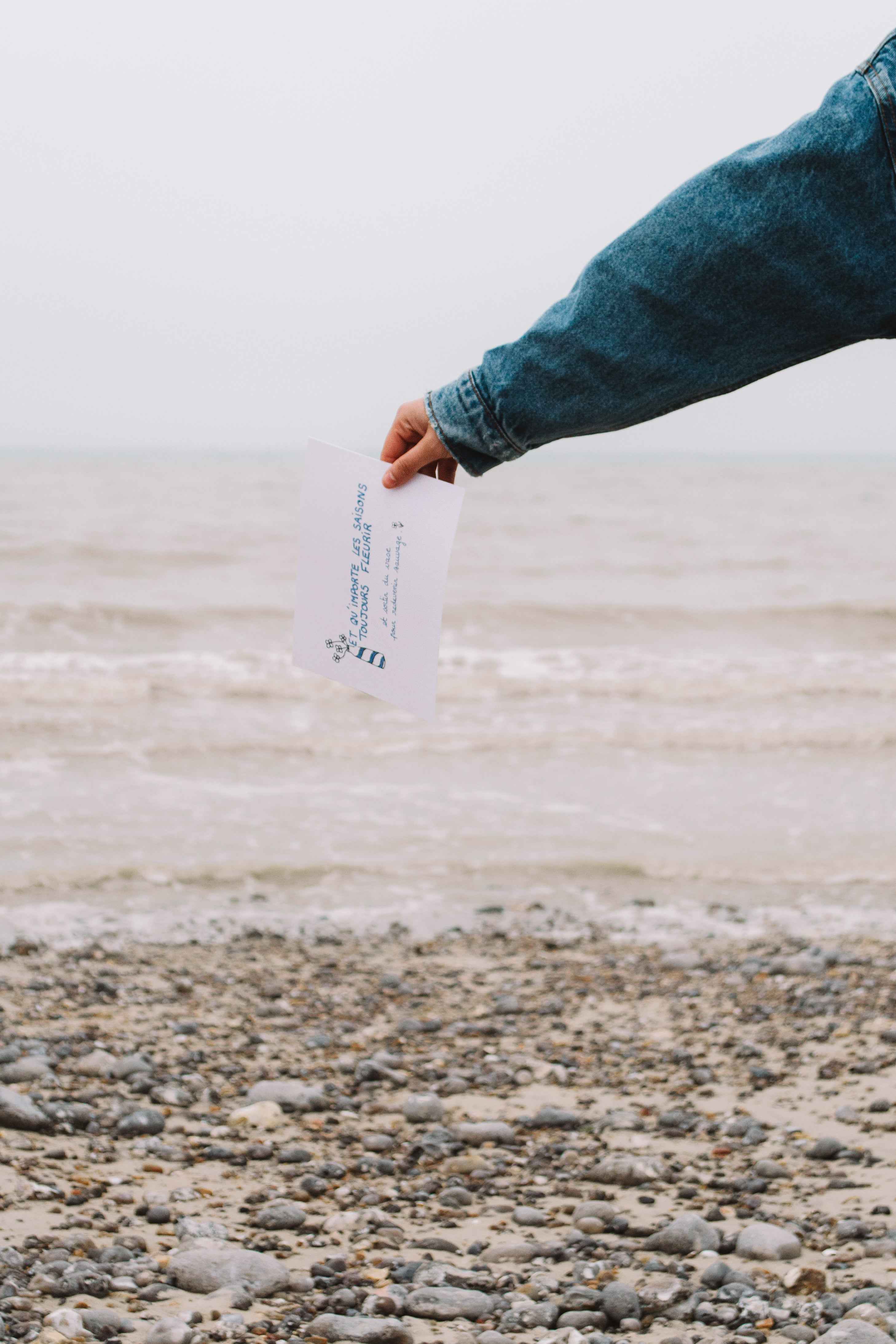 Illustration "Et qu'importe les saisons, toujours fleurir" - A5 - Grisbleu