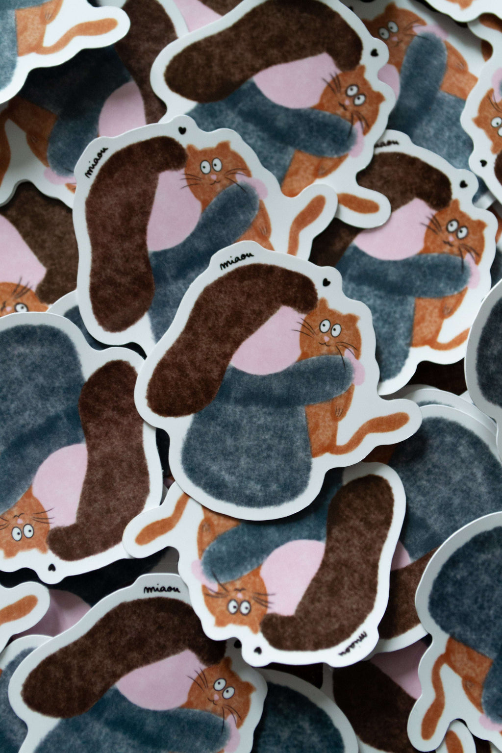 Stickers "miaou" - sous le sable design - grisbleu