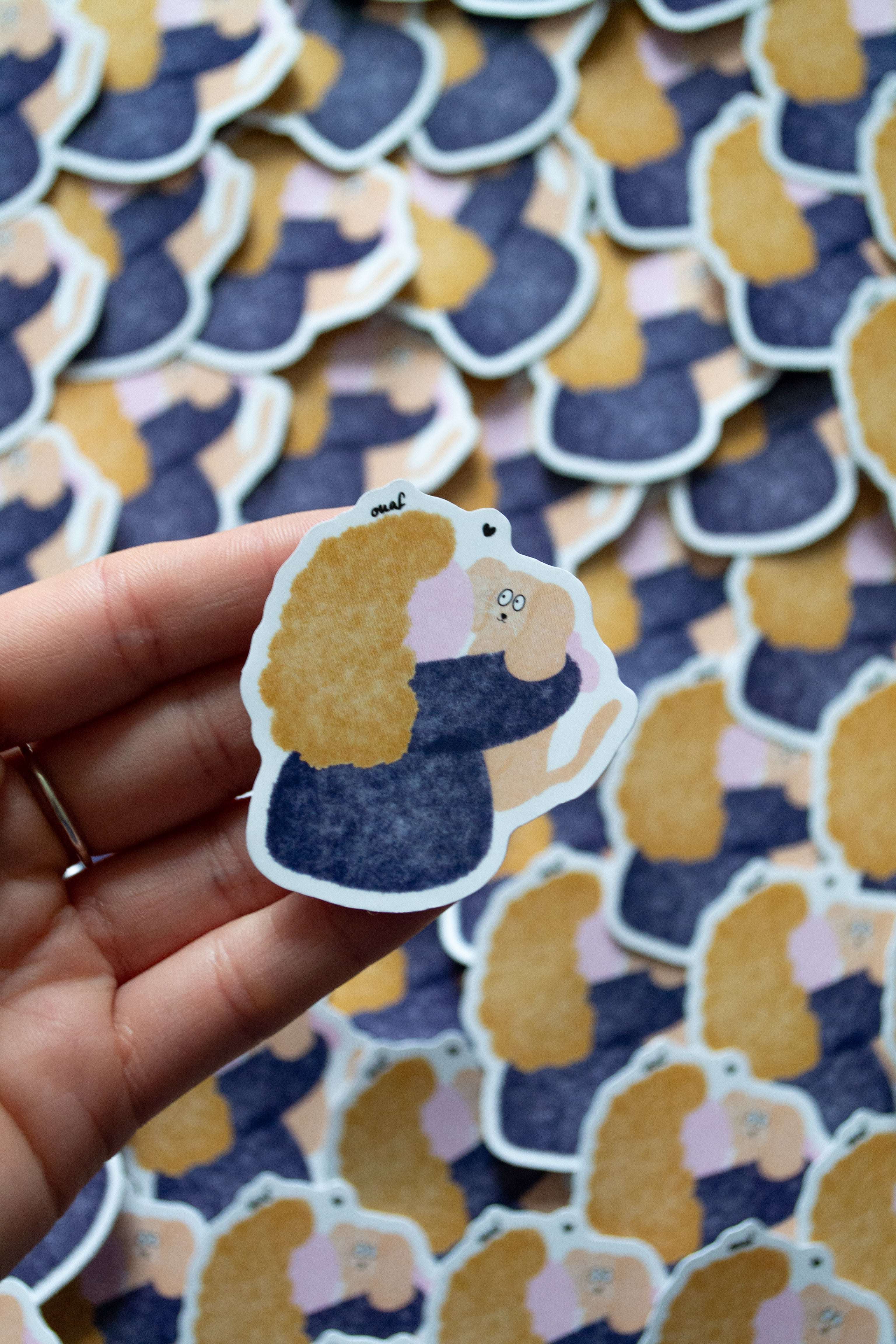 Stickers "ouaf" - sous le sable design - grisbleu