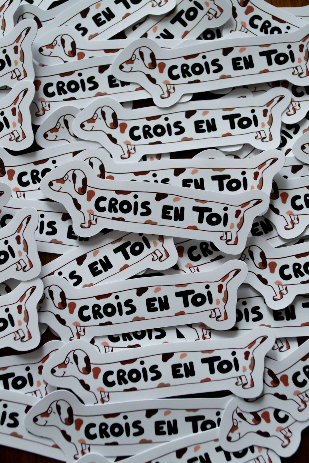 Stickers toutou "crois en toi" - sous le sable design - grisbleu