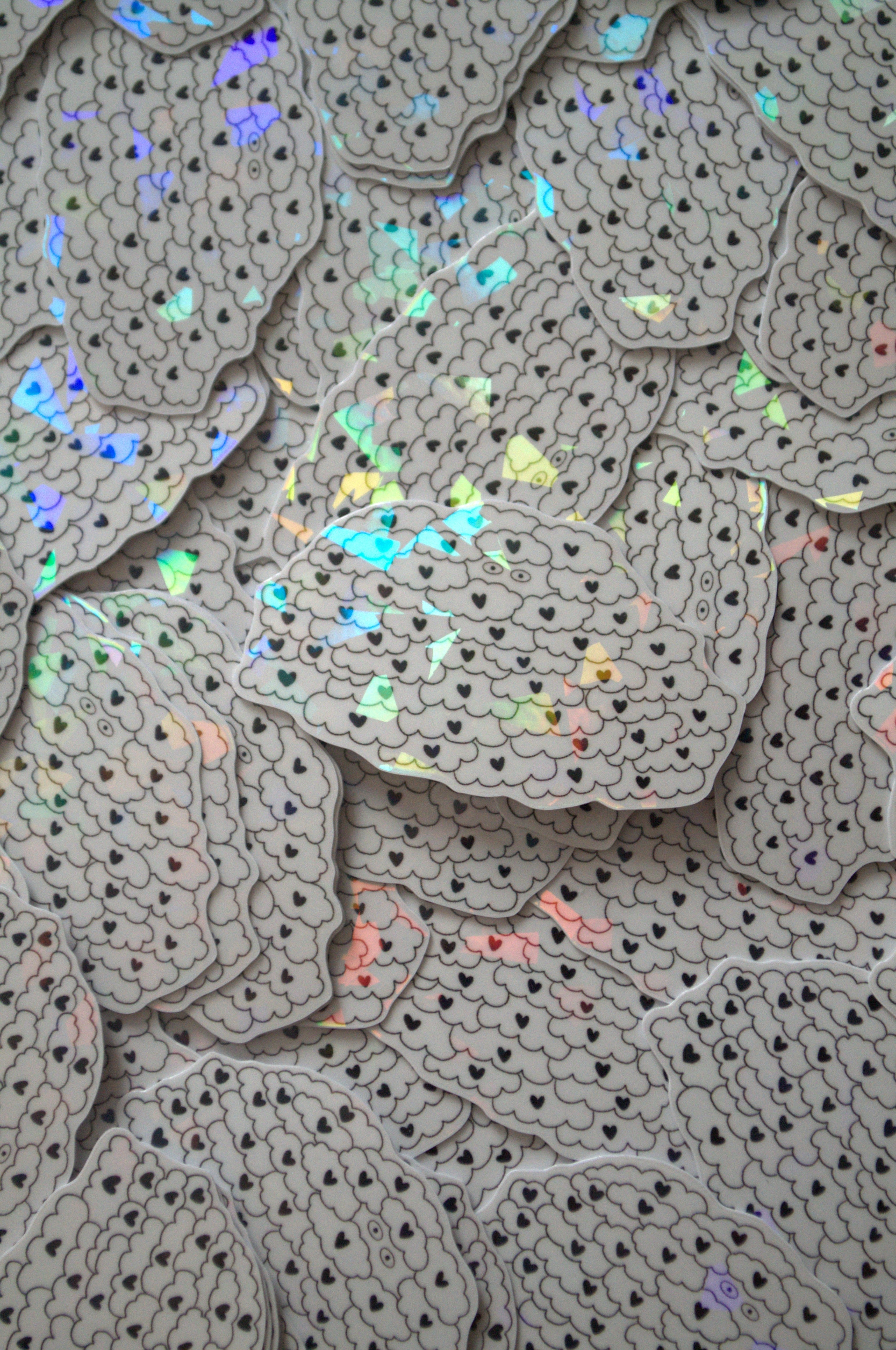 Stickers holographiques "Mots douillets"