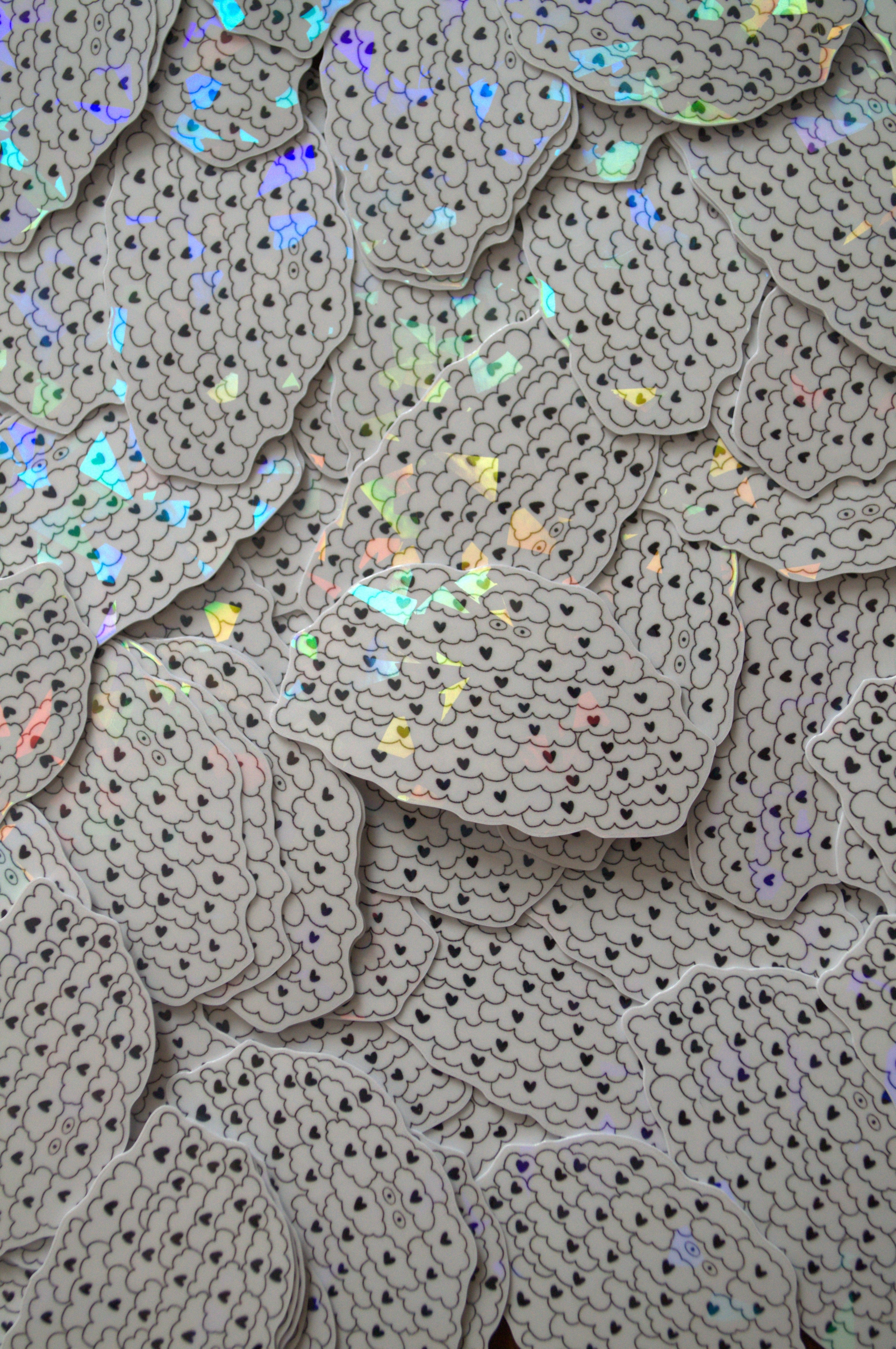 Stickers holographiques "Mots douillets"