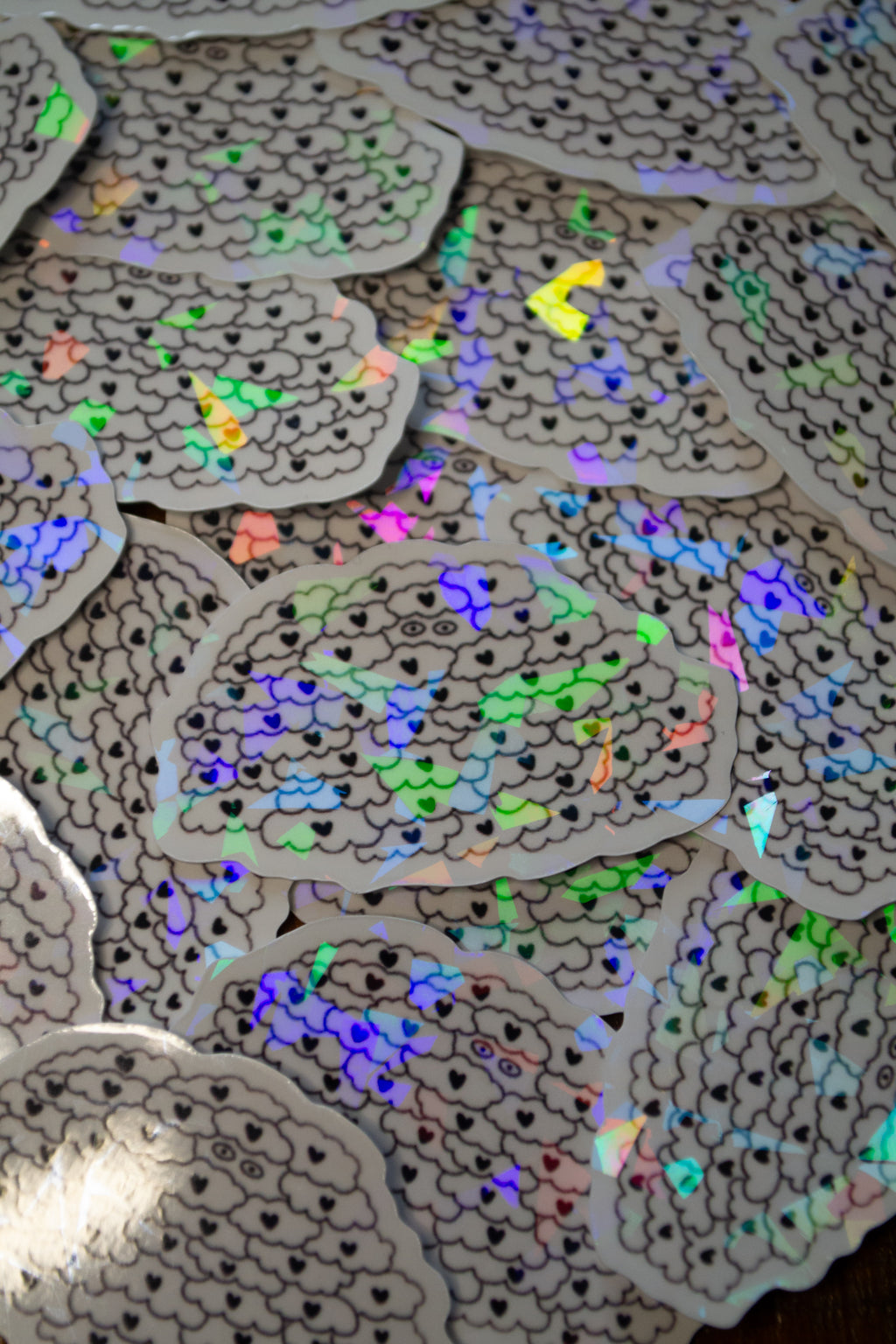 Autocollants holographiques "mots douillets" 