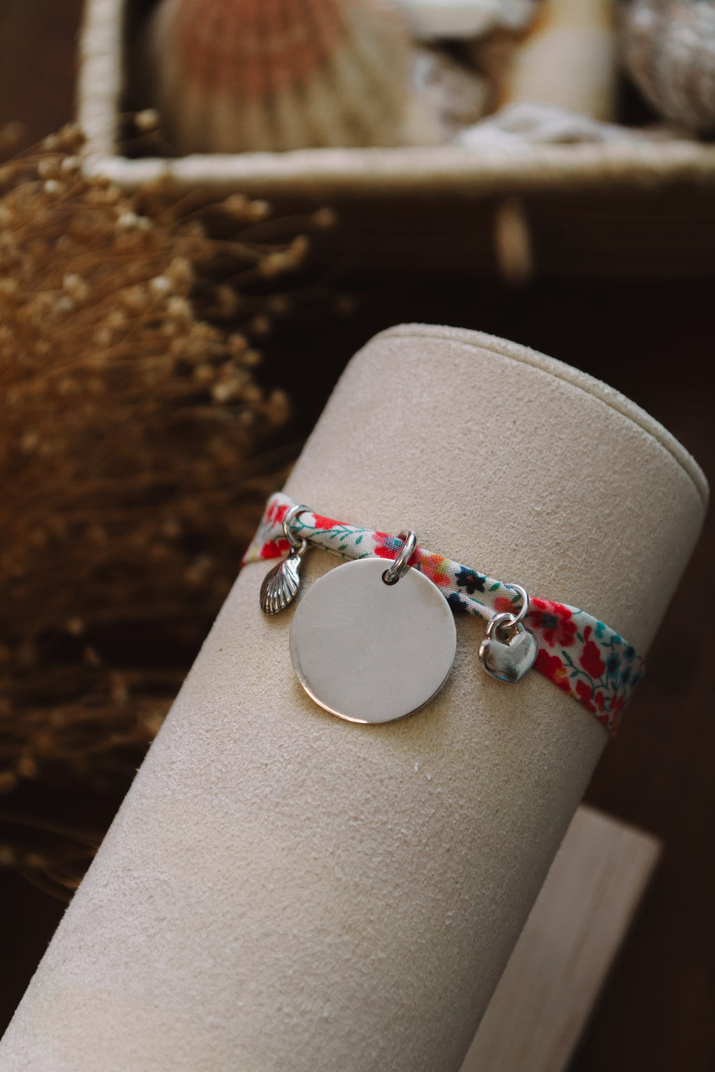 Bracelet "Au Creux du Cœur" - sous le sable design - grisbleu