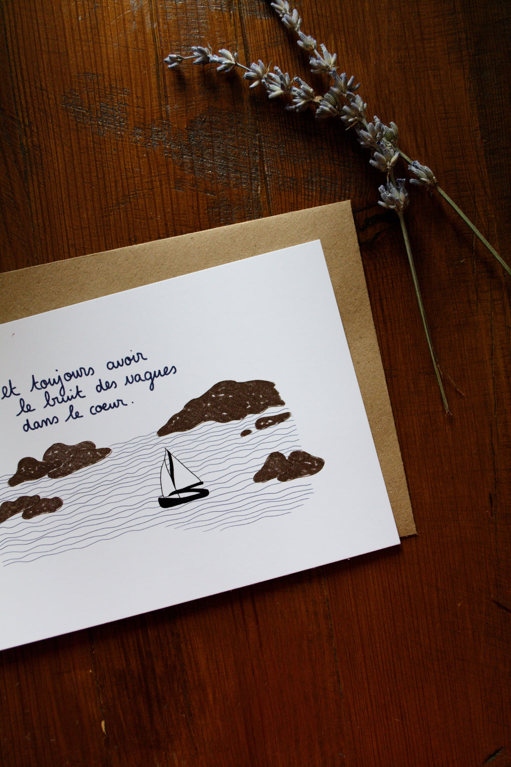 Carte « Et toujours avoir le bruit des vagues dans le cœur »