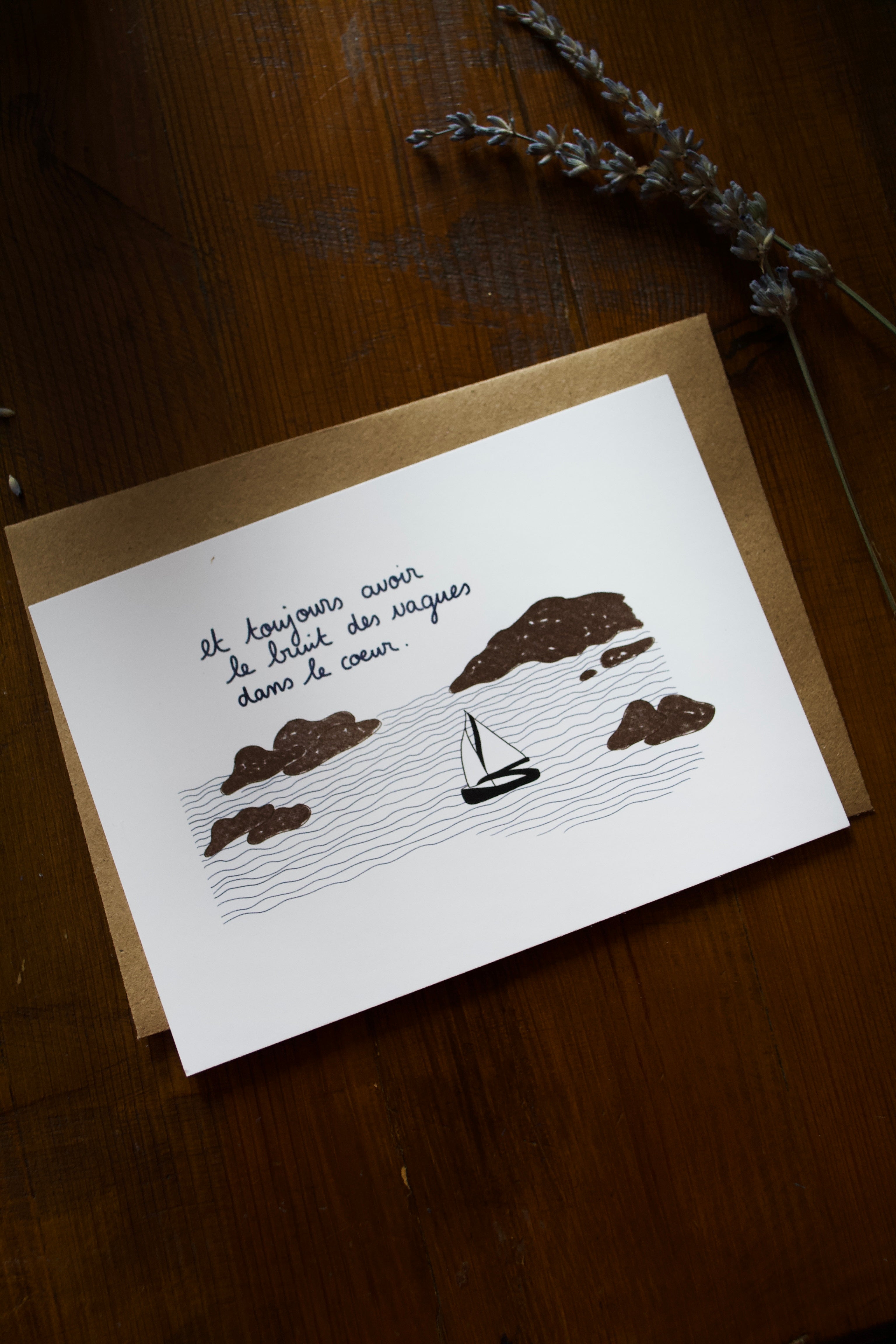 Carte « Et toujours avoir le bruit des vagues dans le cœur »