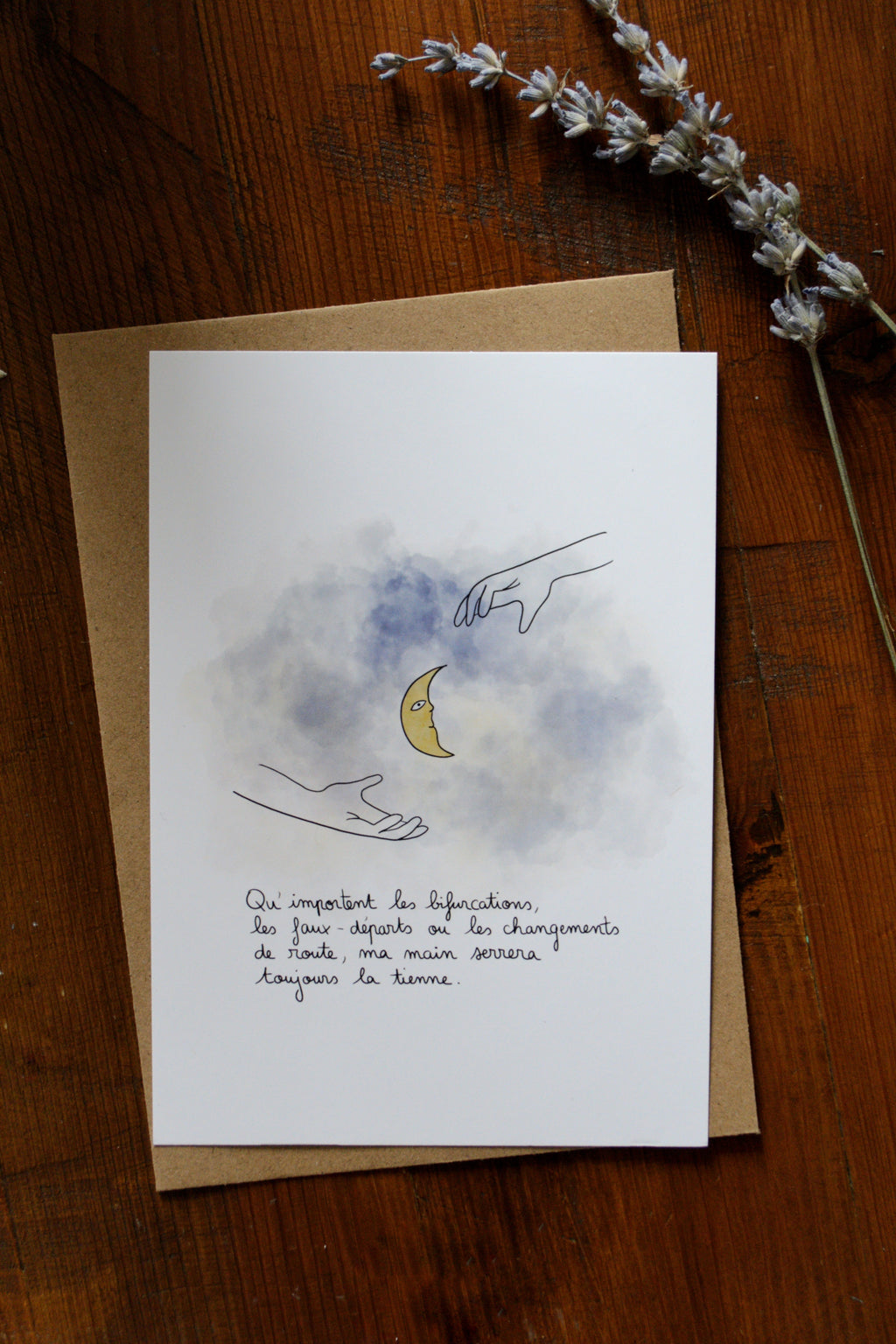 Carte « Ma main serrera toujours la tienne » ♥
