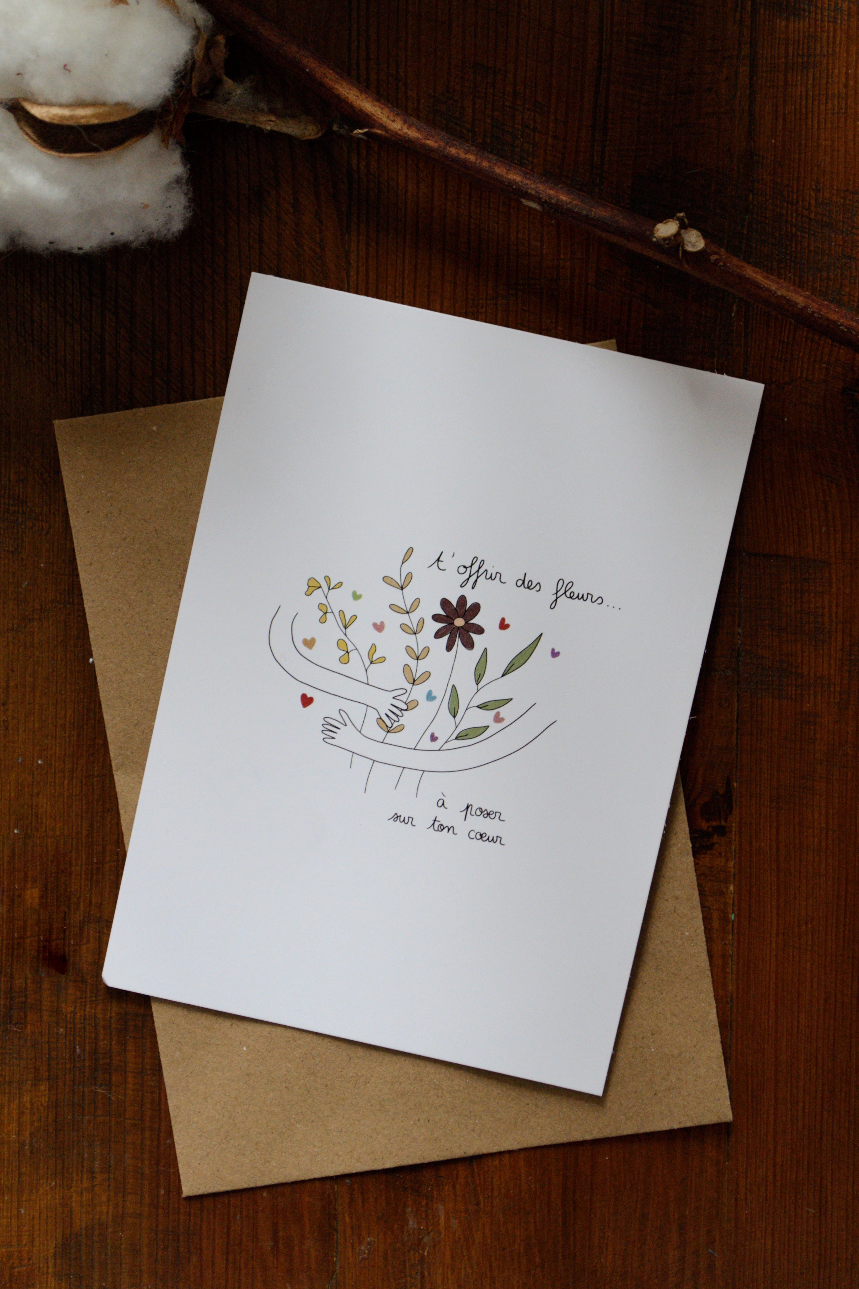 Carte « T'offrir des fleurs… à poser sur ton cœur »