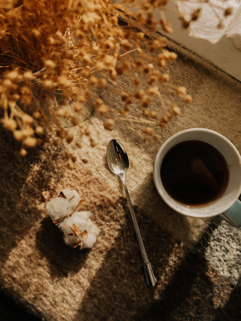 Personnalisation longue cuillère fleurie - sous le sable design - grisbleu