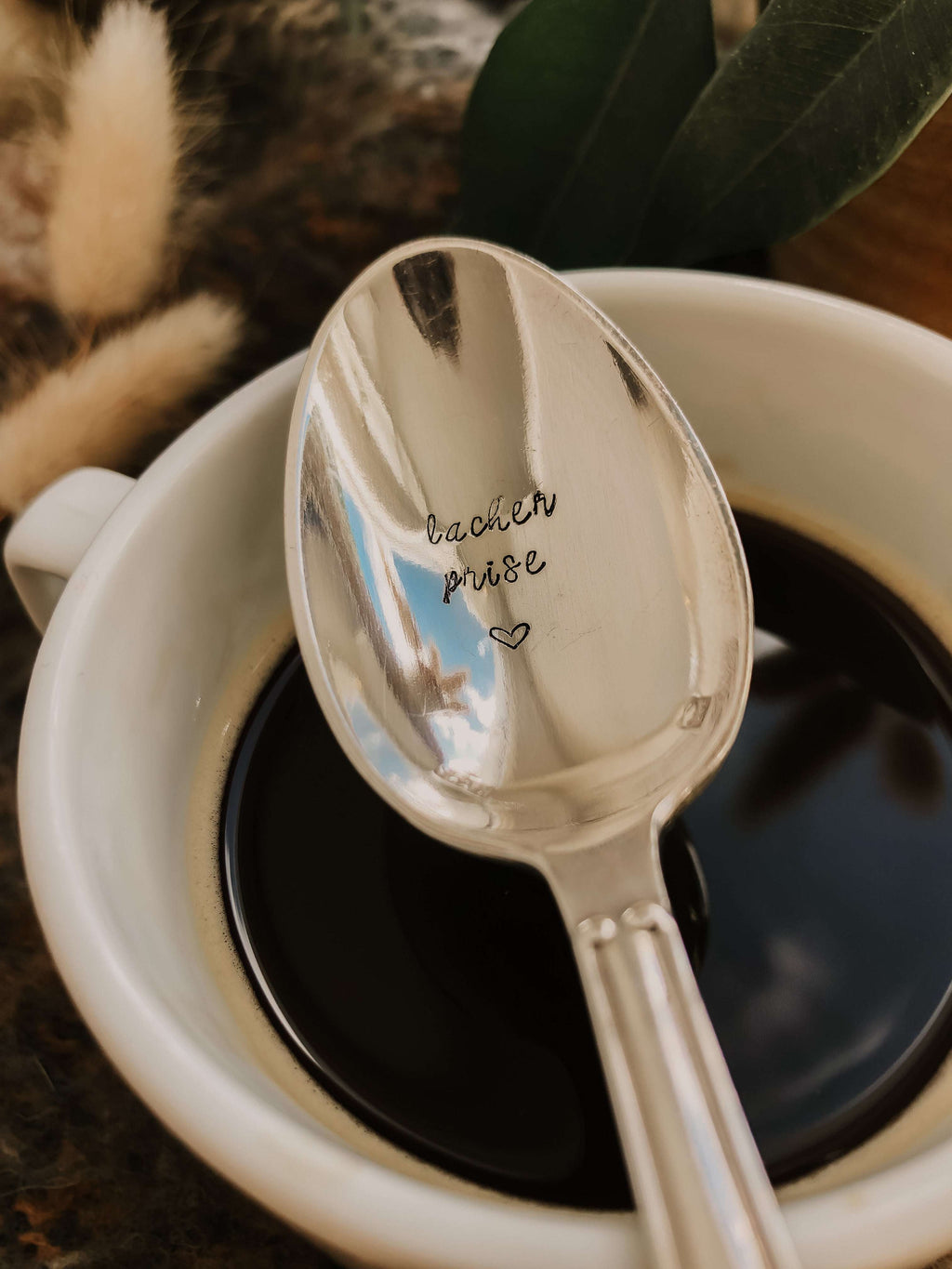 Cuillère à café - lâcher prise - sous le sable design - grisbleu