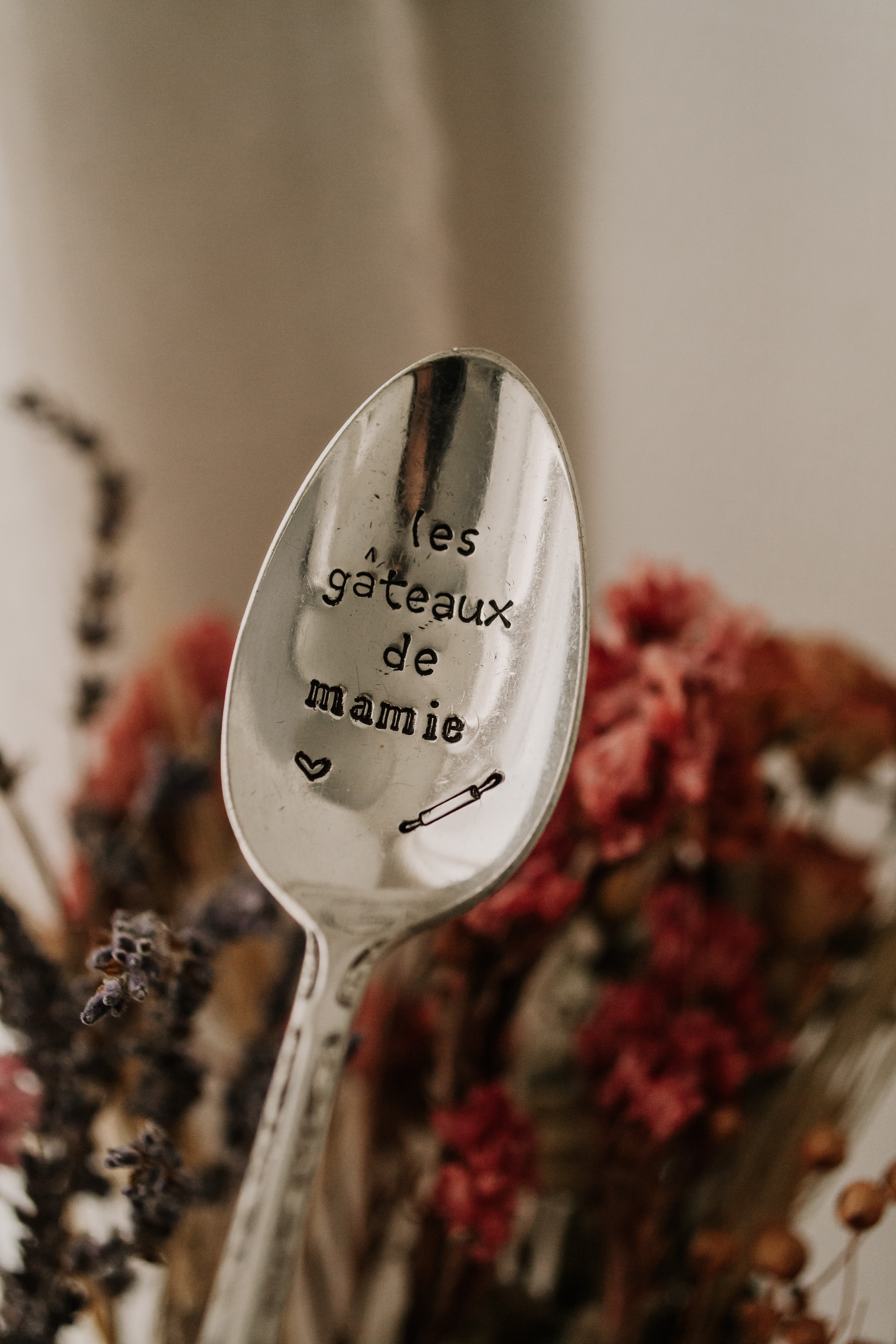 Cuillère "les gâteaux de mamie" - sous le sable design - grisbleu