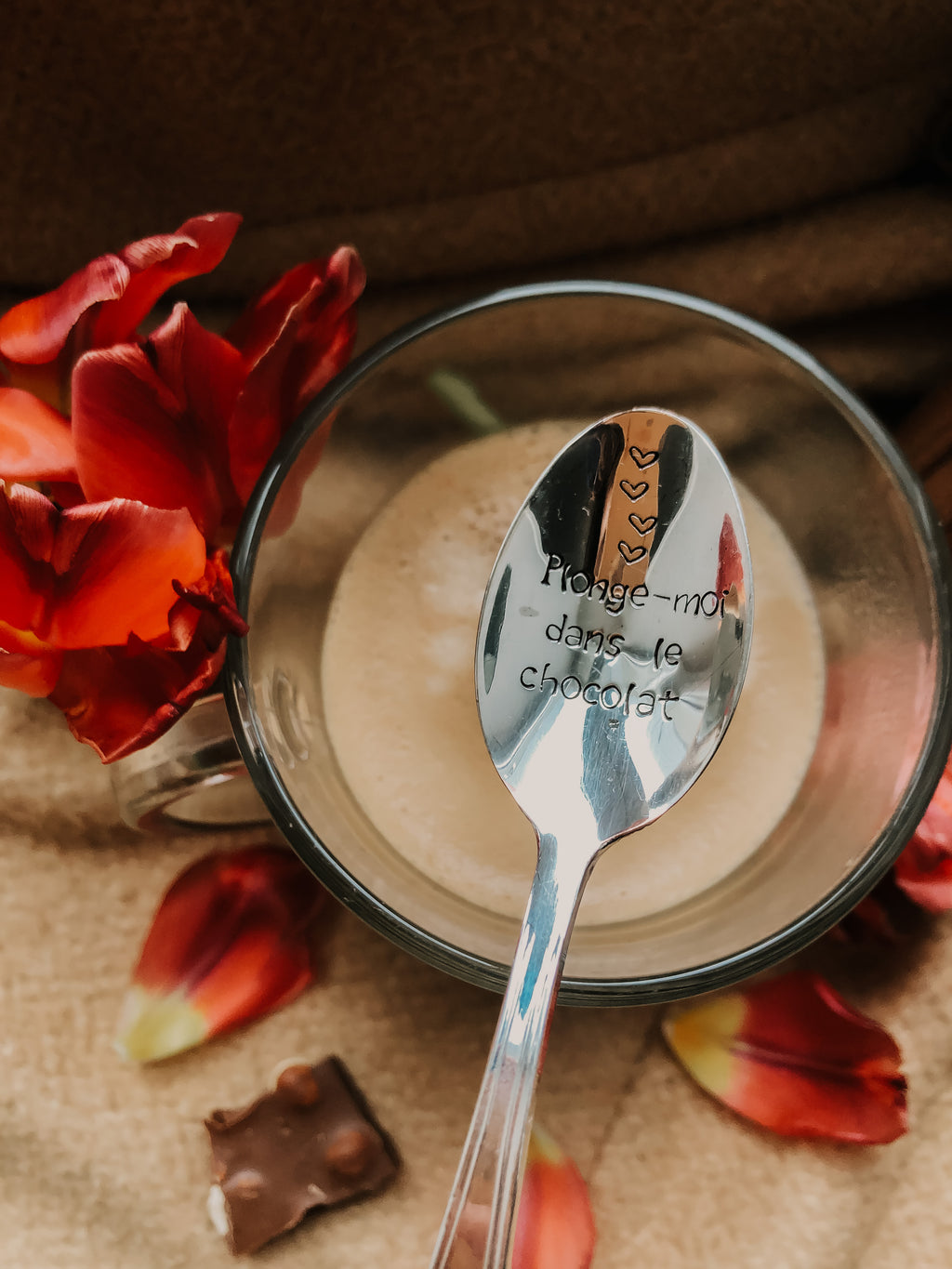 Cuillère à café - Plonge moi dans le chocolat - sous le sable design - grisbleu
