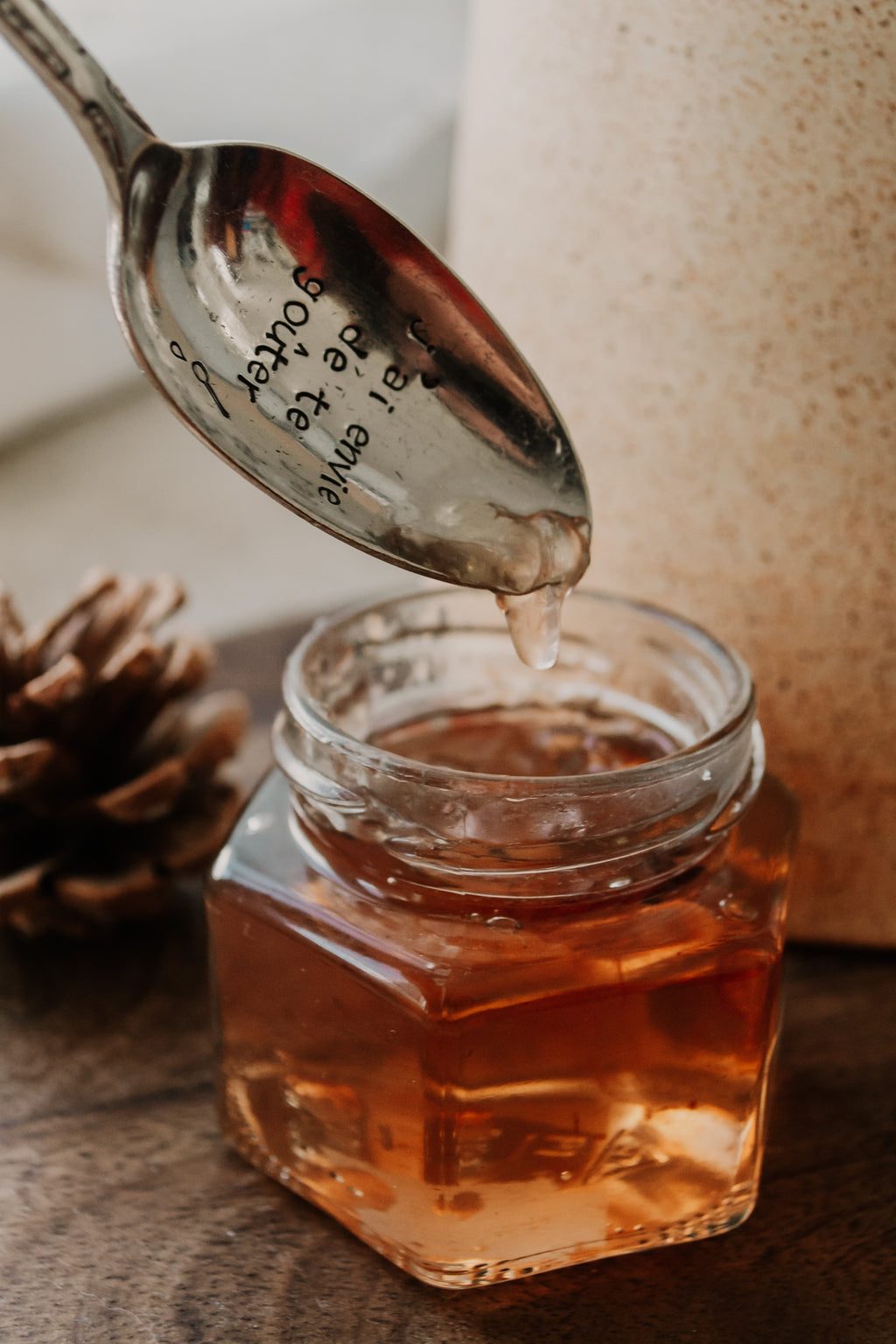Cuillère "j'ai envie de te goûter" - sous le sable design - grisbleu