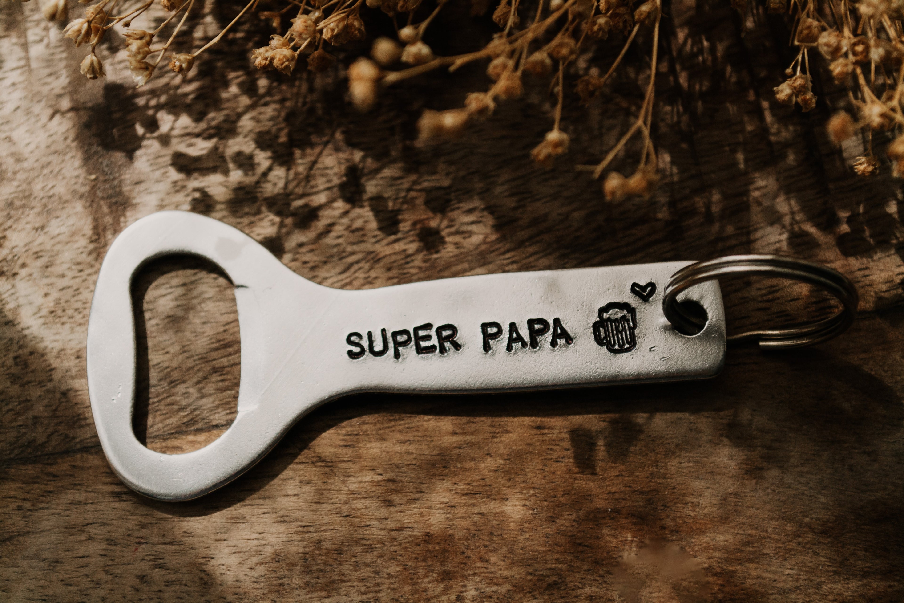 Décapsuleur "SUPER PAPA" - sous le sable design - grisbleu