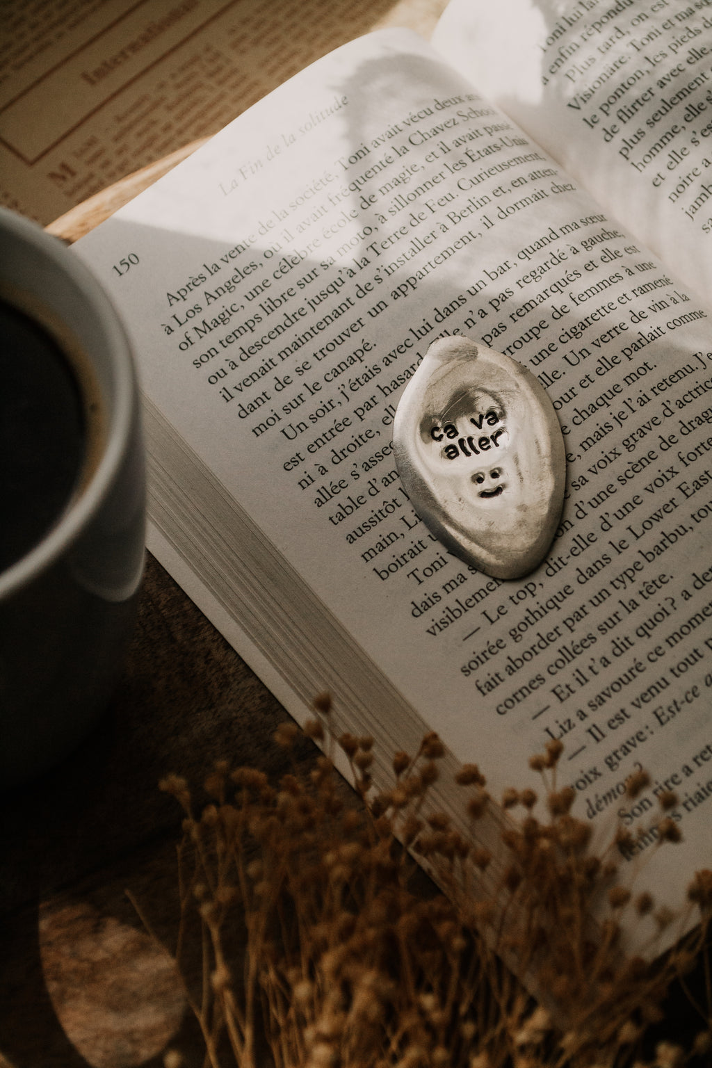 Douce pensée "ça va aller :)" - sous le sable design - grisbleu