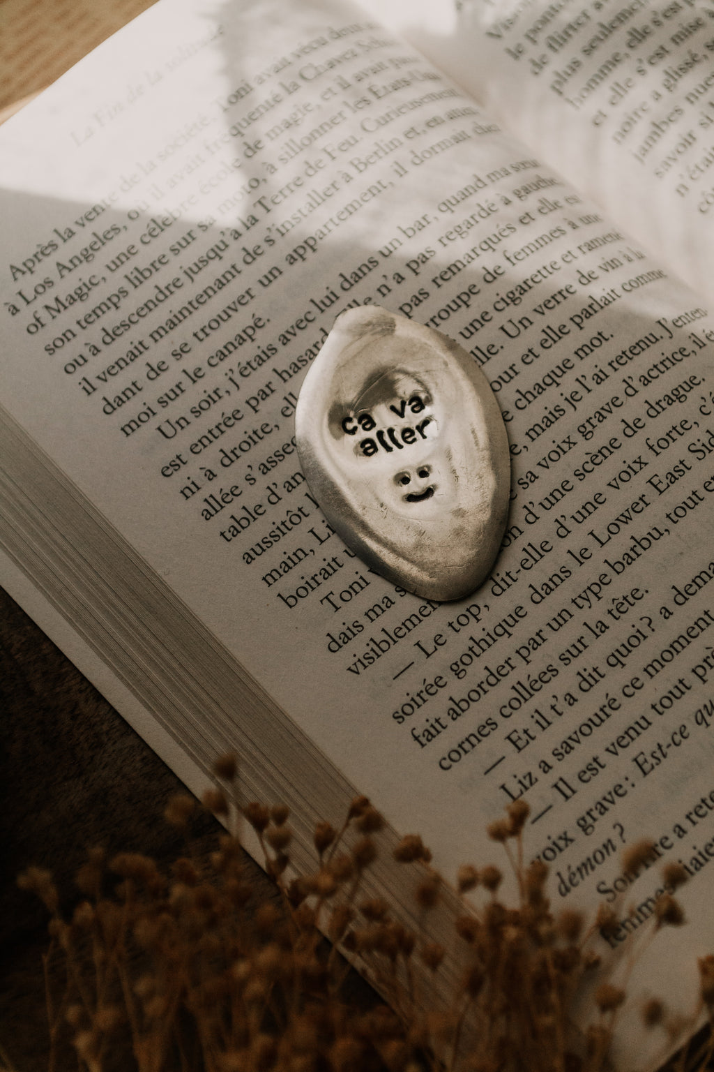 Douce pensée "ça va aller :)" - sous le sable design - grisbleu