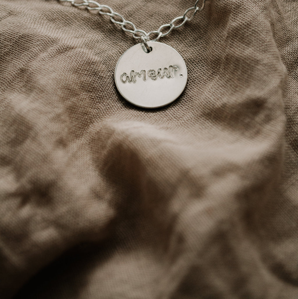 Bracelet "Au Creux du Cœur" - sous le sable design - grisbleu