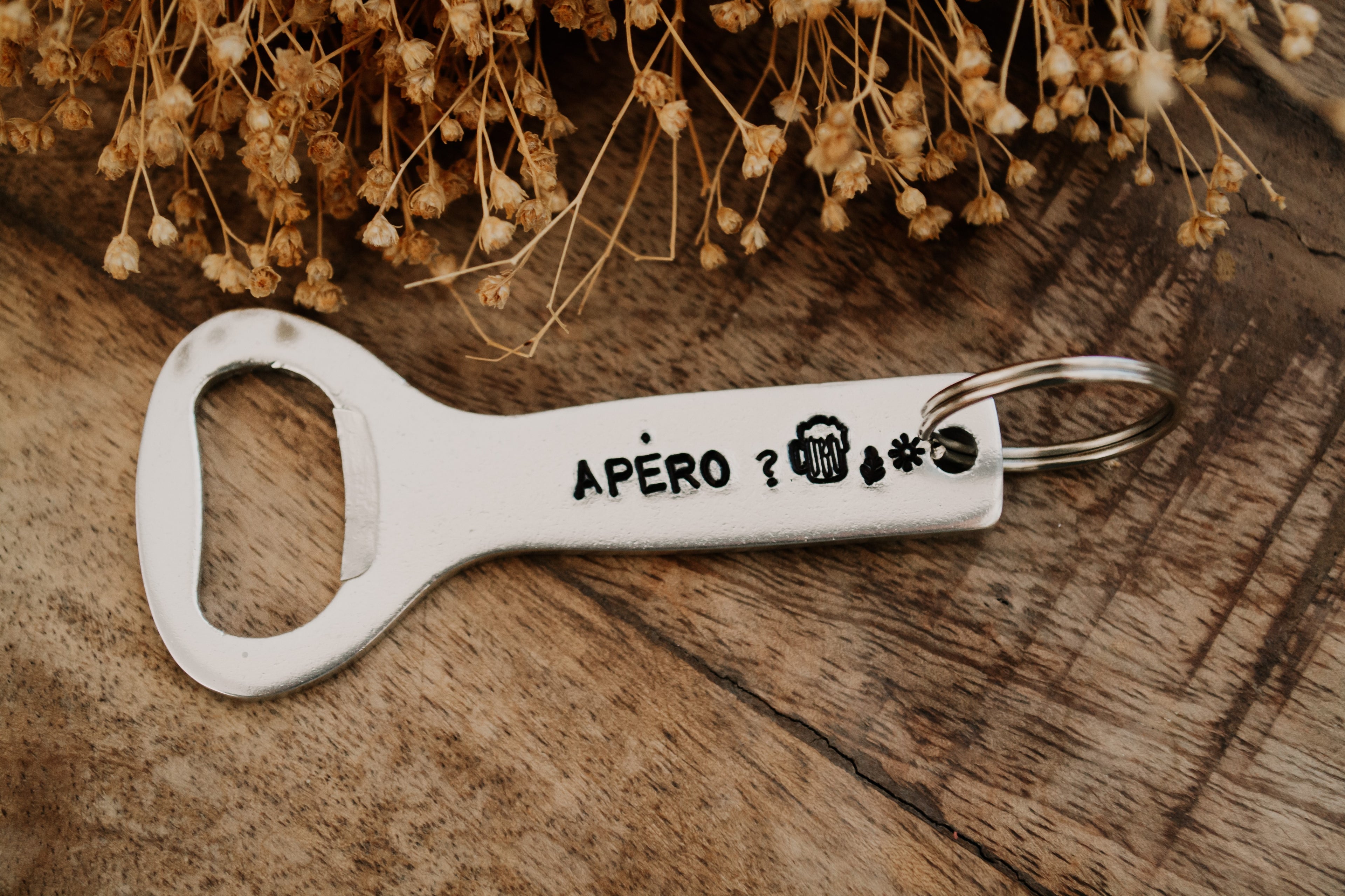 Décapsuleur "APERO ?" - sous le sable design - grisbleu