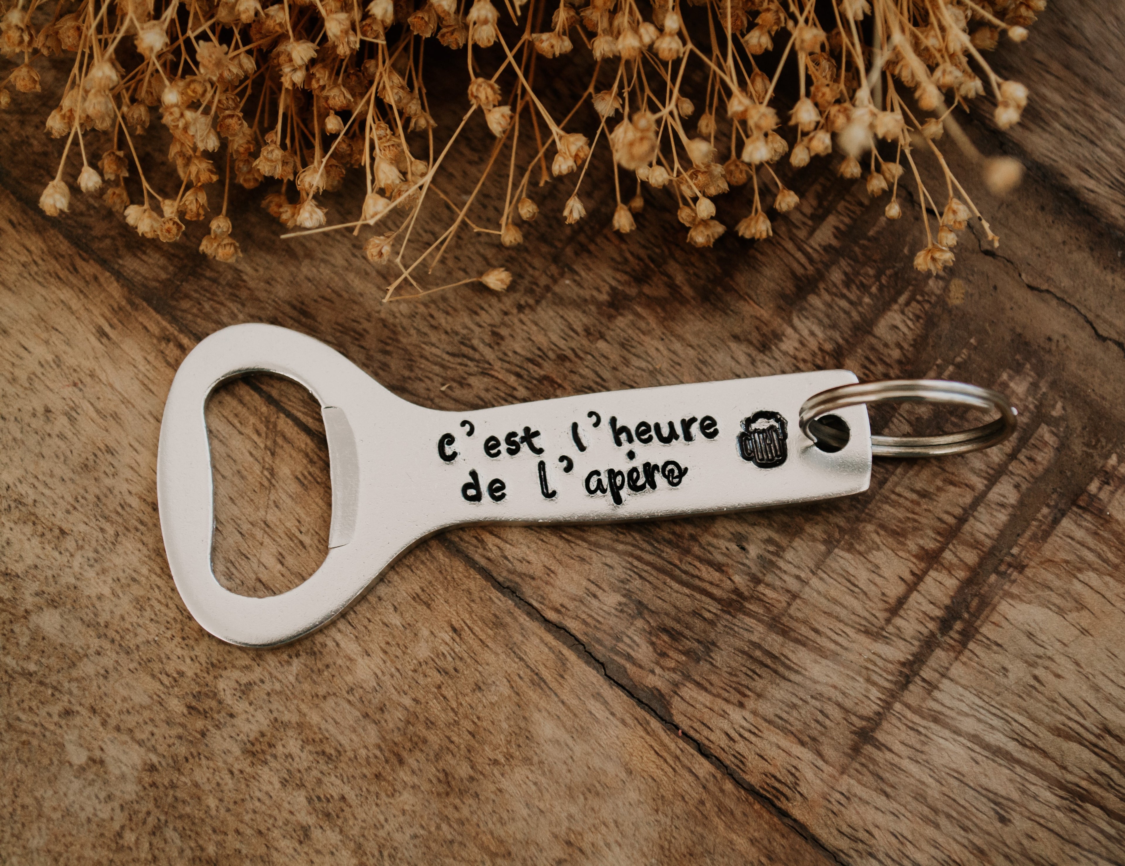 Décapsuleur "c'est l'heure de l'apéro" - sous le sable design - grisbleu