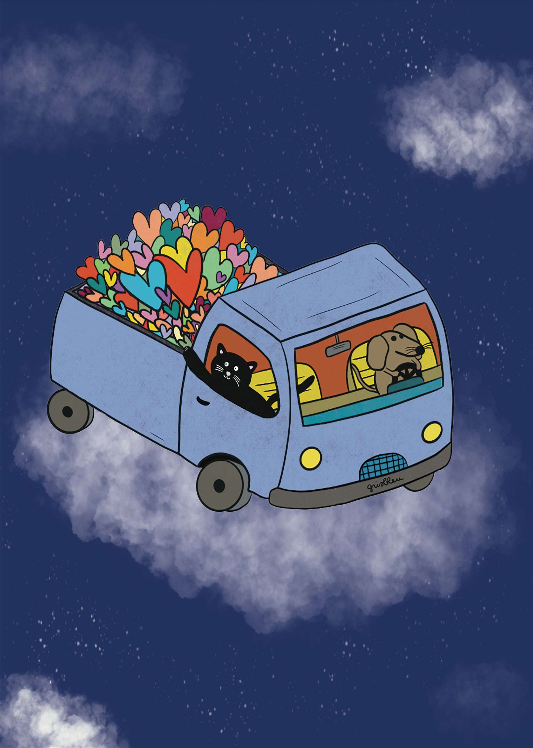 Illustration "Cargaison d'amour" - sous le sable design - grisbleu