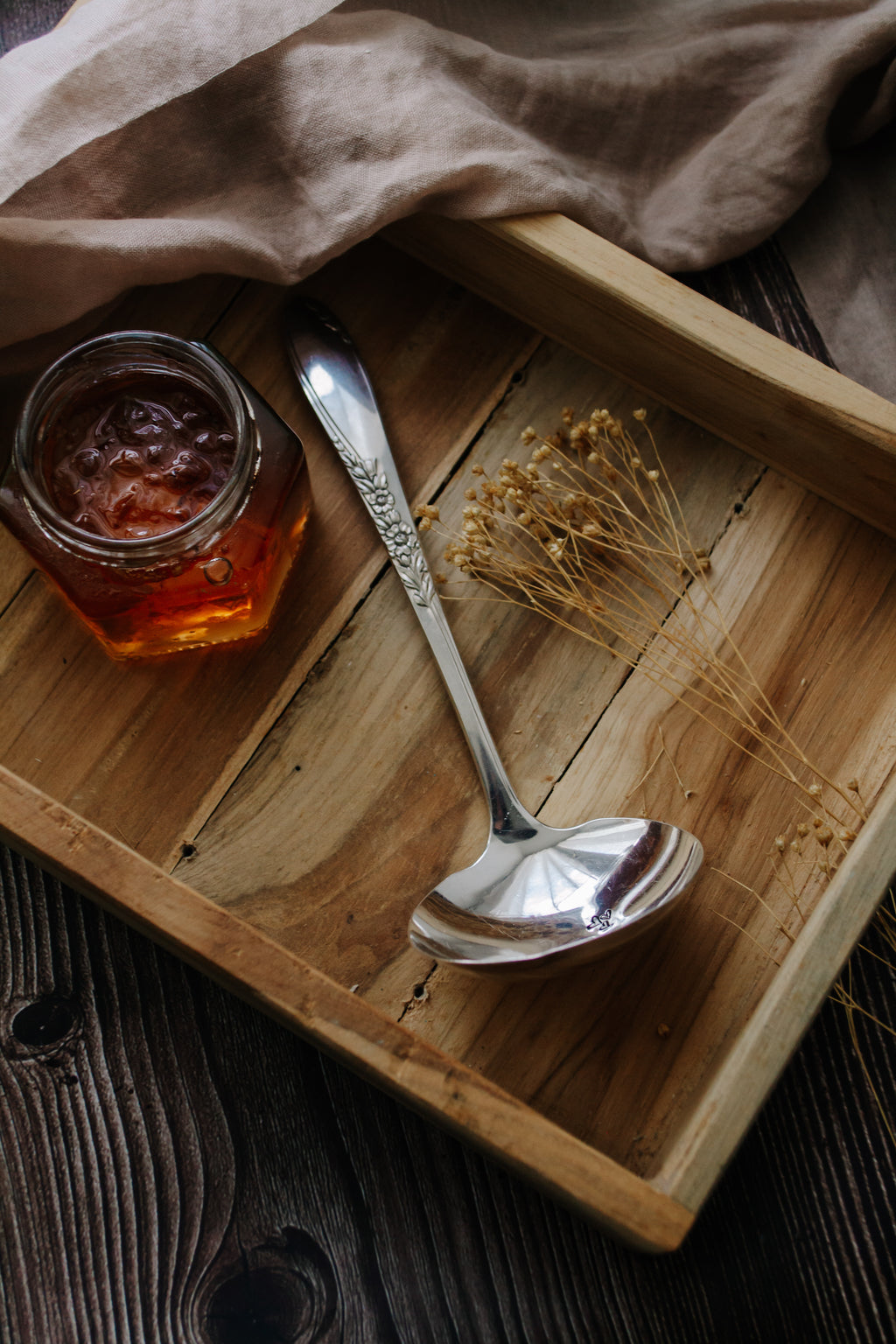 Petite louche "arrose ton coeur" - sous le sable design - grisbleu