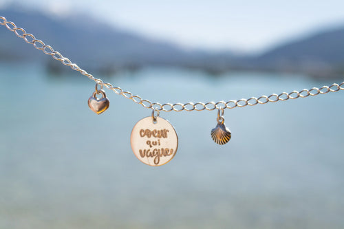 Bracelet « coeur qui vague » - sous le sable design - grisbleu