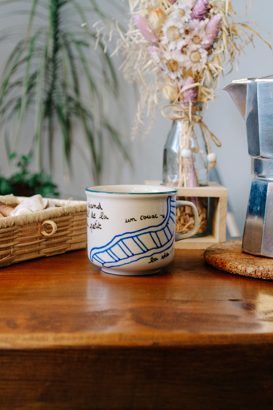 Tasse "l'échelle de la vie" - sous le sable design - grisbleu