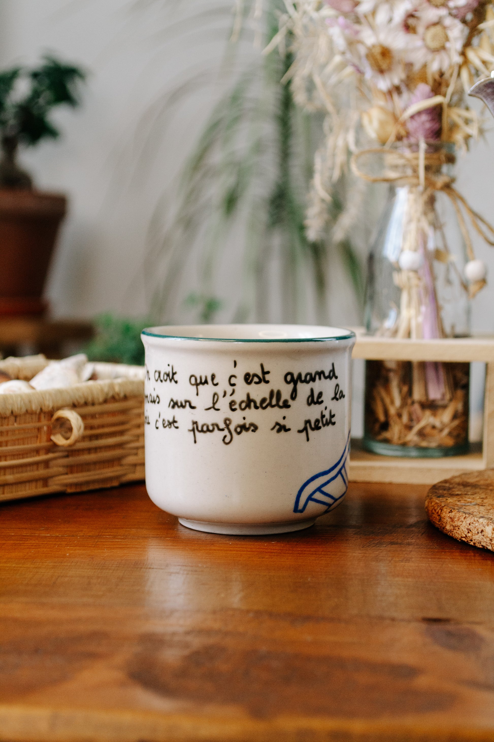 Tasse "l'échelle de la vie" - sous le sable design - grisbleu
