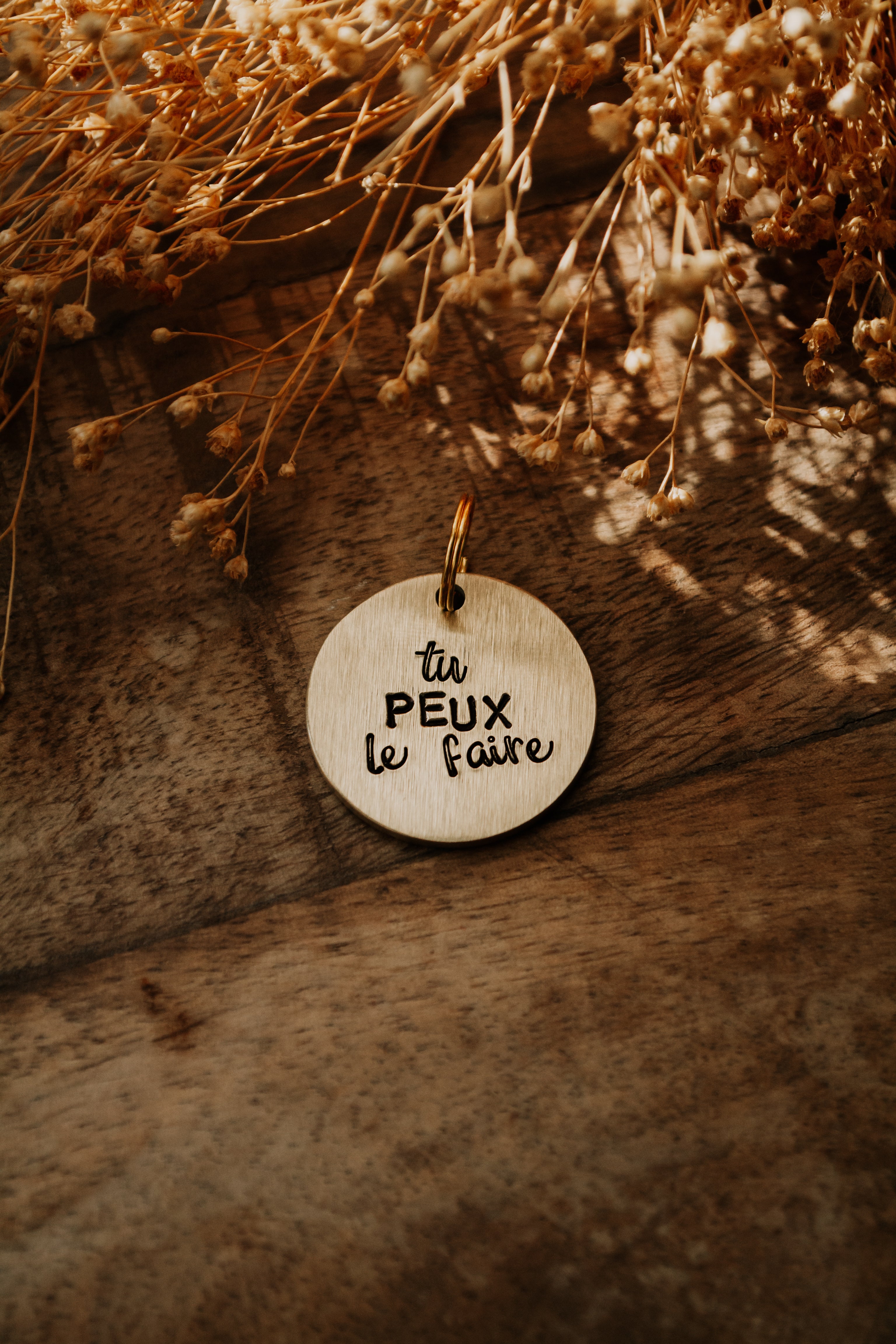 Porte-clé "tu PEUX le faire" - sous le sable design - grisbleu