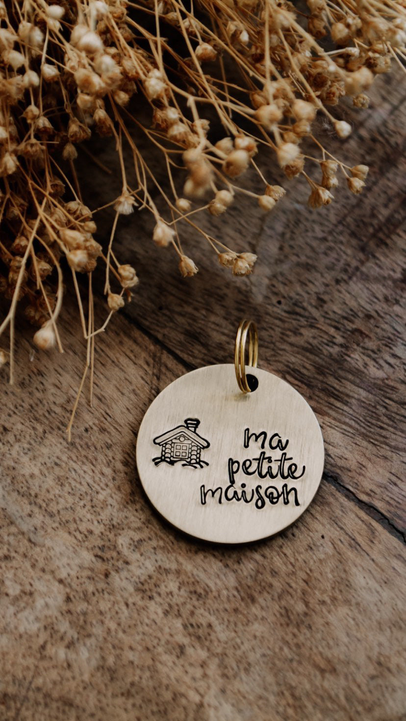 Porte-clé "ma petite maison" - sous le sable design - grisbleu