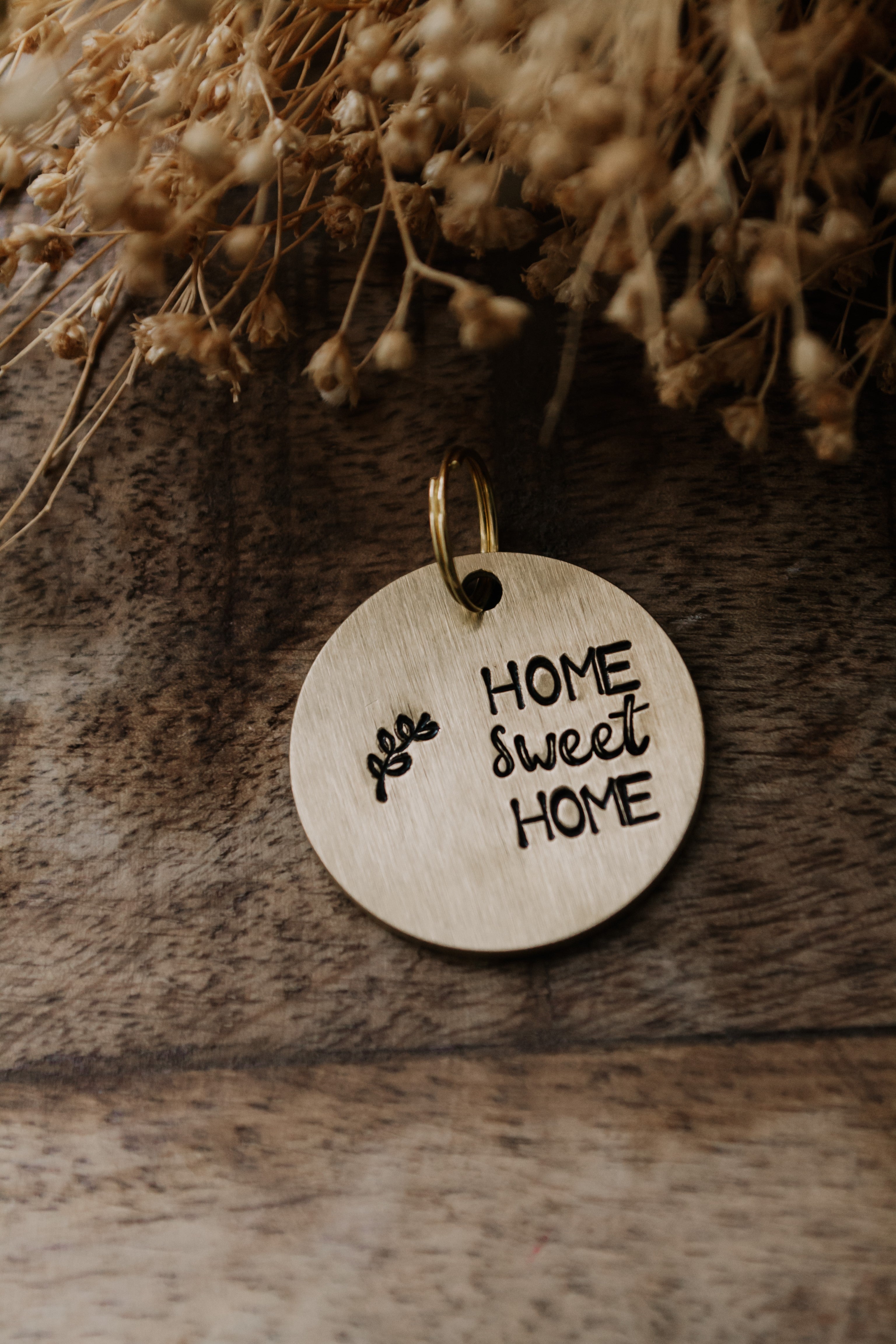 Porte-clé "HOME sweet HOME" - sous le sable design - grisbleu