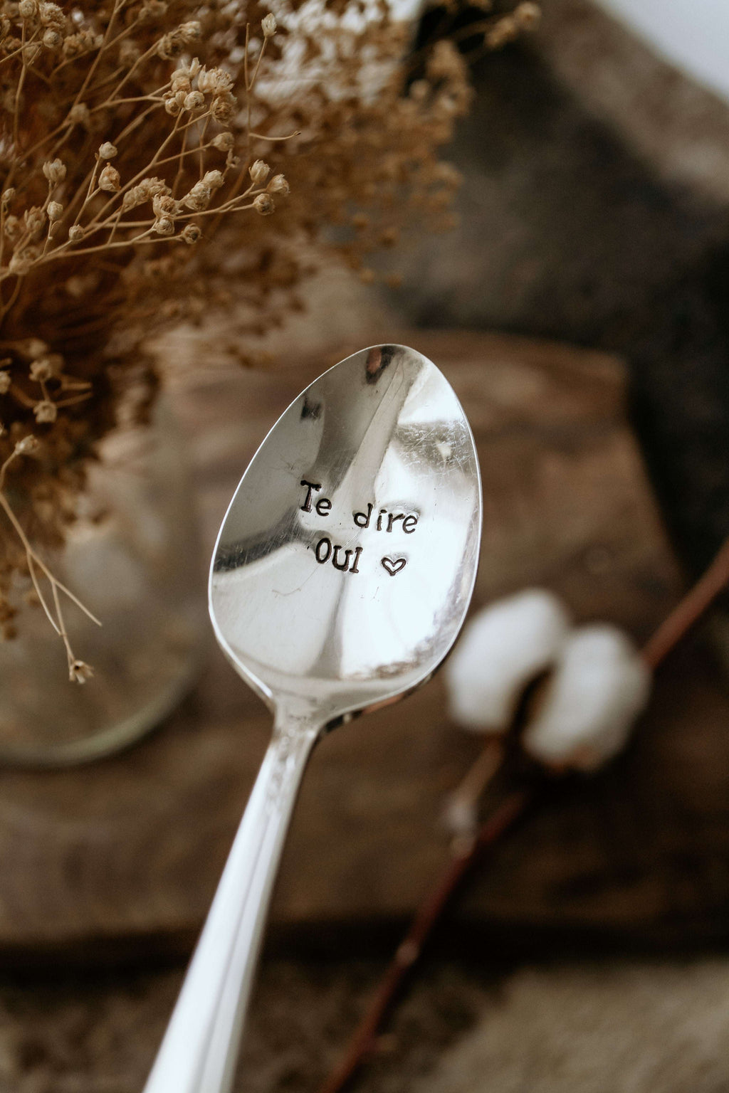 Cuillère "Te dire OUI" - sous le sable design - grisbleu