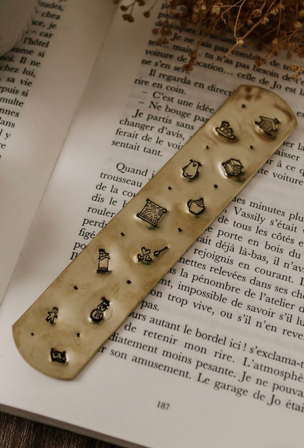 Marque-page "hiver cosy" - sous le sable design - grisbleu