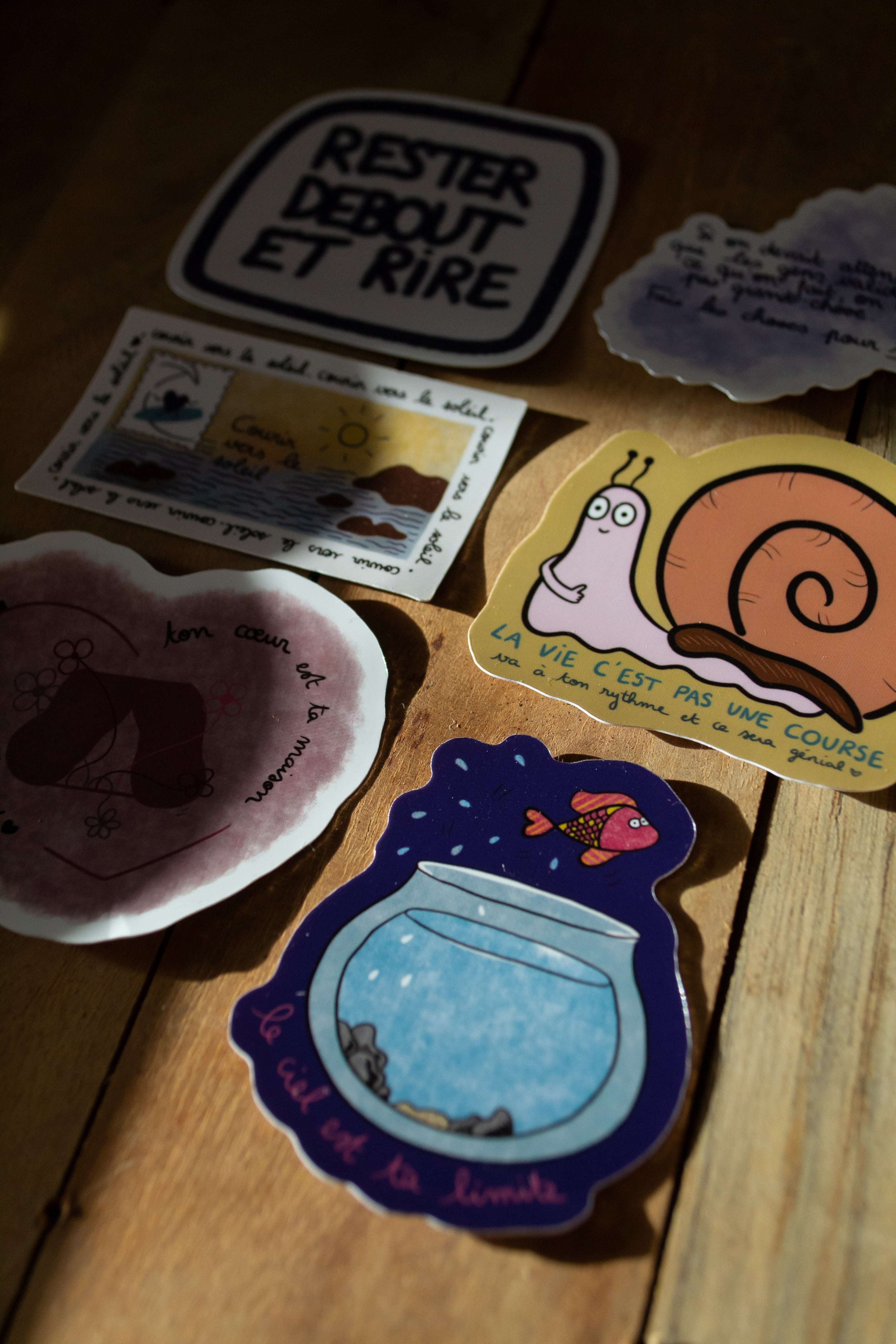 Pack de 6 stickers "jolies phrases" - sous le sable design - grisbleu