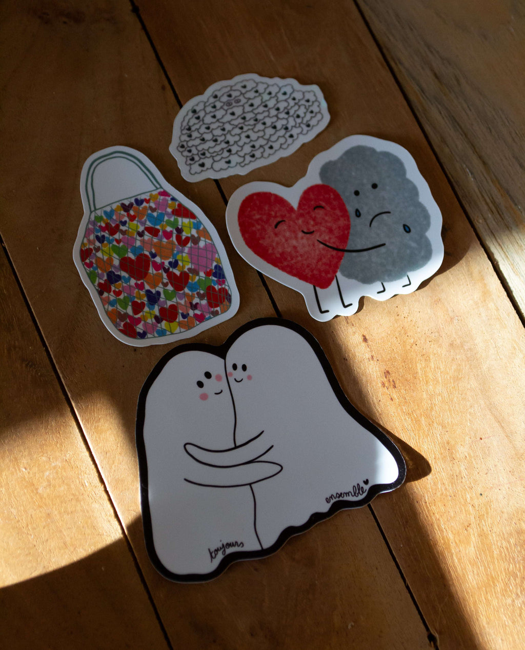 Pack de 4 stickers "réconfortants" - sous le sable design - grisbleu