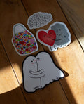 Pack de 4 stickers "réconfortants" - sous le sable design - grisbleu
