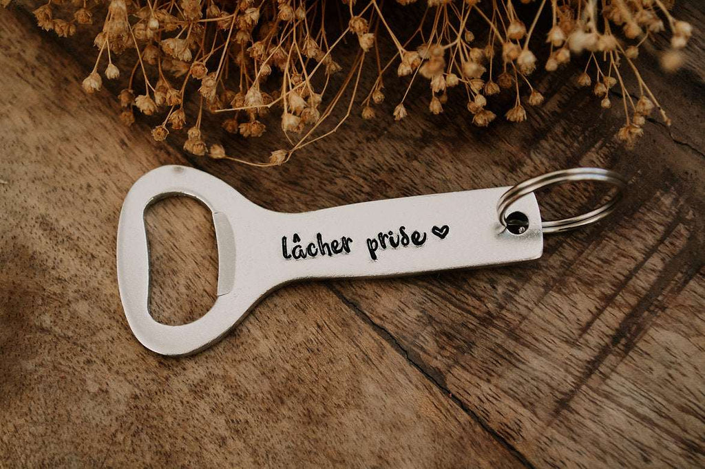 Personnalisation décapsuleur en aluminium - sous le sable design - grisbleu