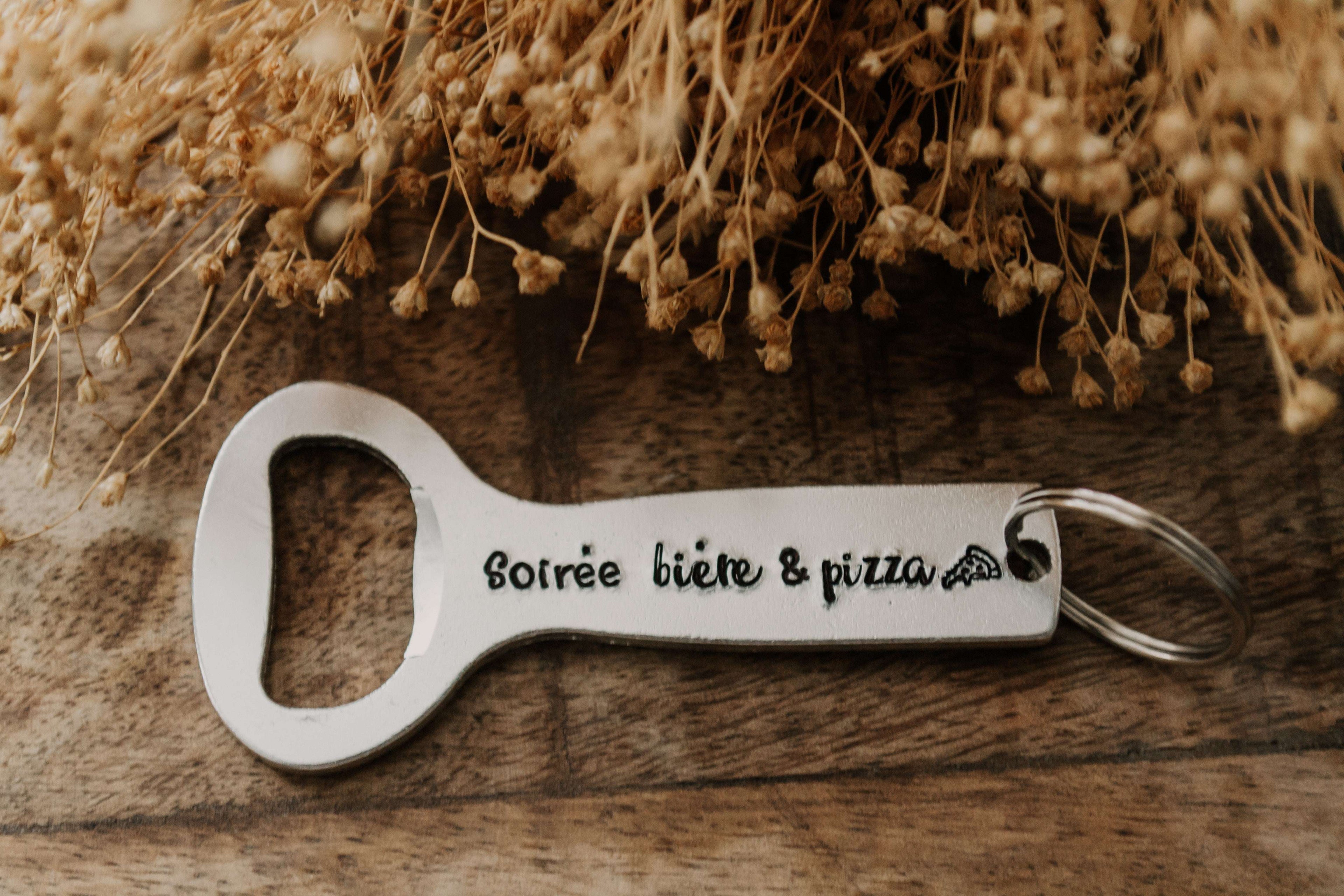 Personnalisation décapsuleur en aluminium - sous le sable design - grisbleu