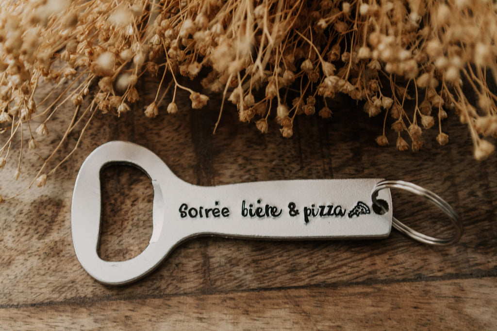 Personnalisation décapsuleur en aluminium - sous le sable design - grisbleu