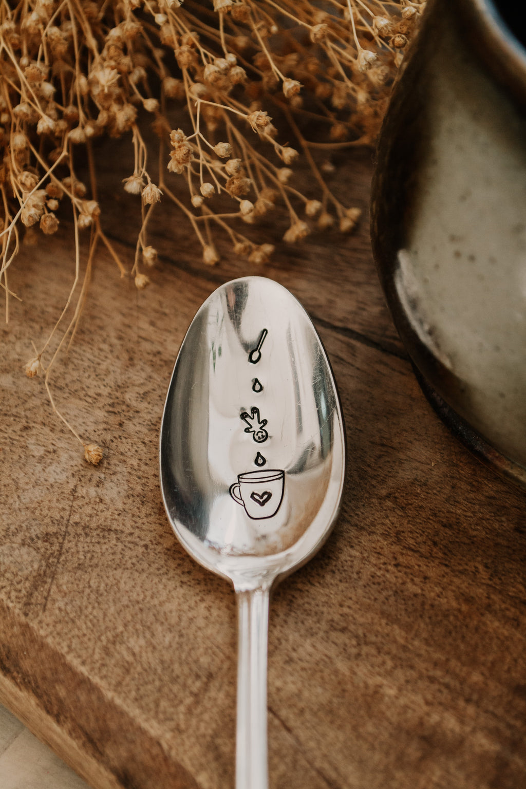 Cuillère "plouf" - sous le sable design - grisbleu